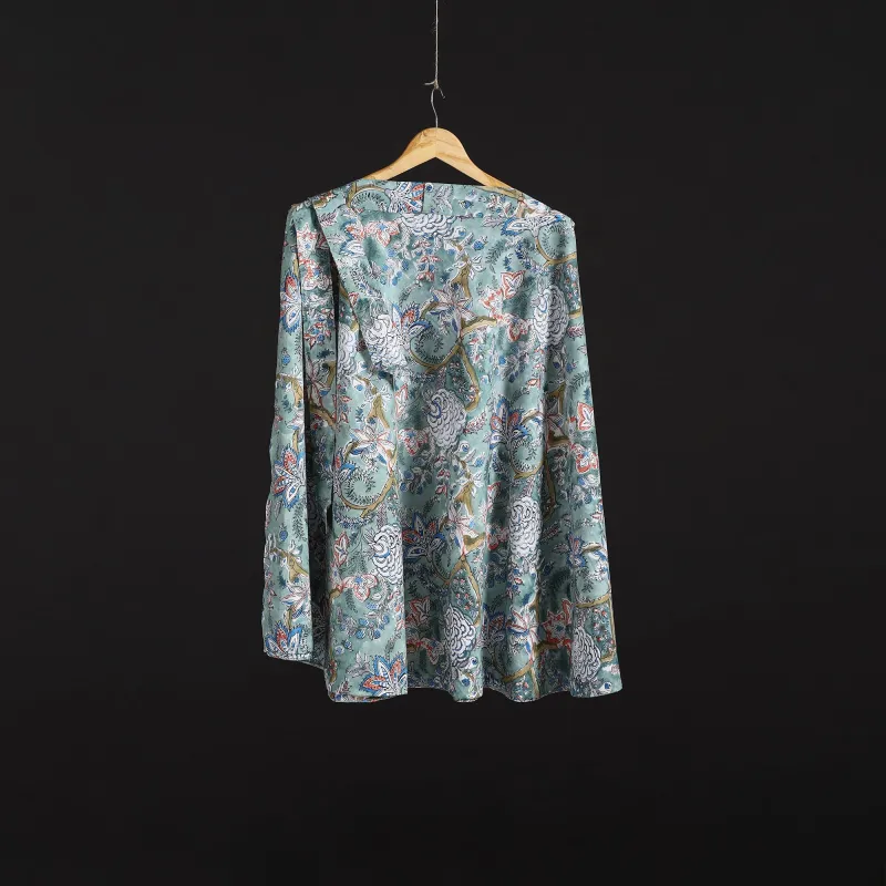 Blue - Sanganeri Hand Block Print Cotton Wrap Around Skirt 73 sold by Itokri