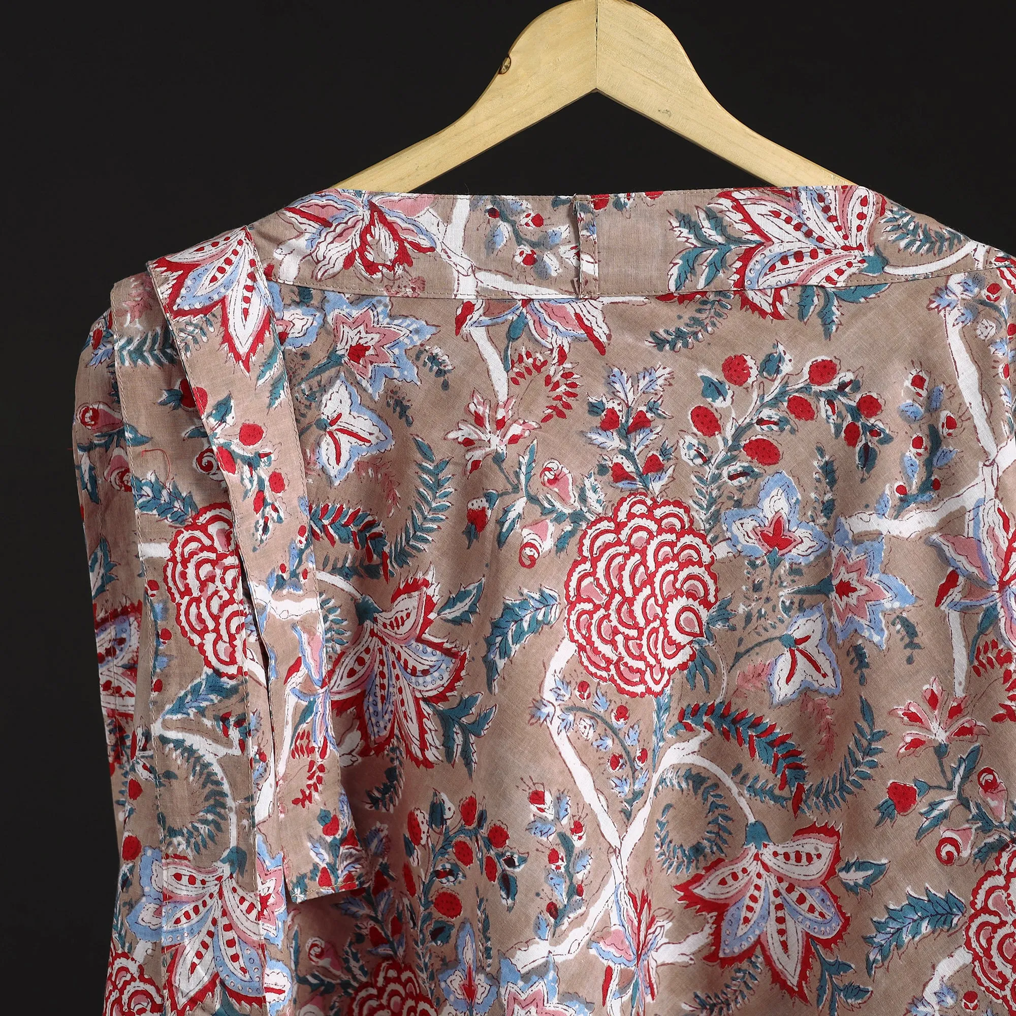 Brown - Sanganeri Hand Block Print Cotton Wrap Around Skirt 65 sold by Itokri product image thumbnail 3