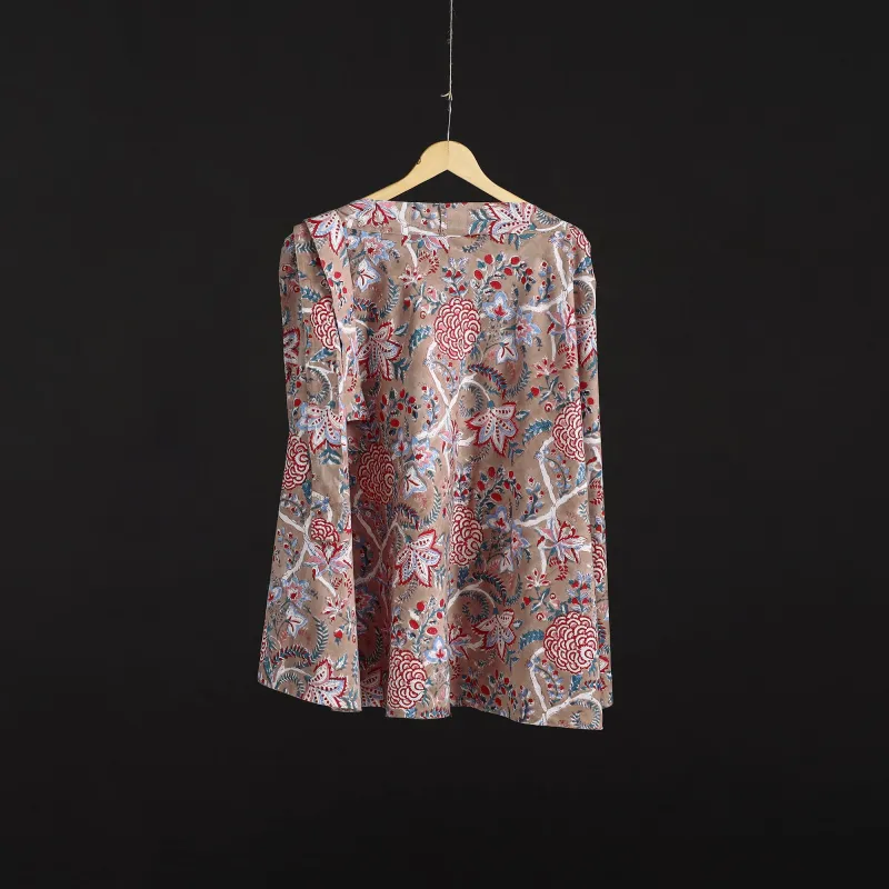 Brown - Sanganeri Hand Block Print Cotton Wrap Around Skirt 65 made by Itokri