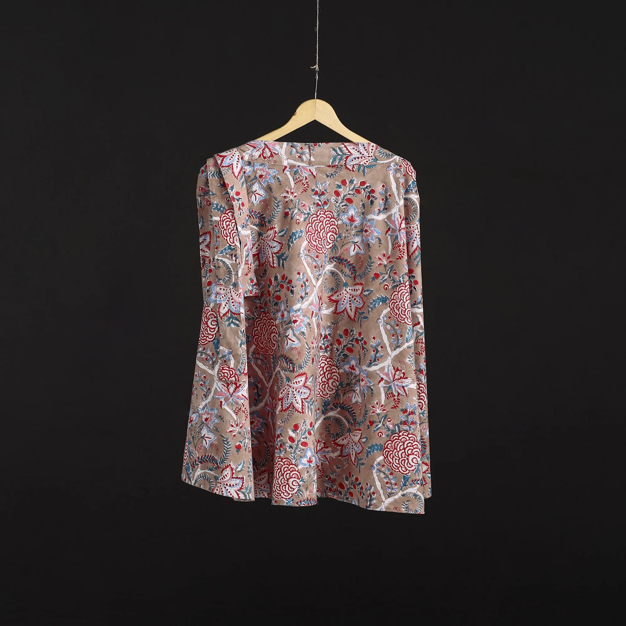 Brown - Sanganeri Hand Block Print Cotton Wrap Around Skirt 65 sold by Itokri