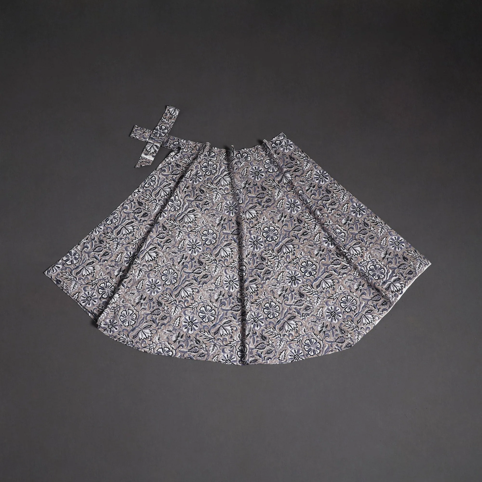 Brown - Sanganeri Hand Block Print Cotton Wrap Around Skirt 47 sold by Itokri product image thumbnail 2