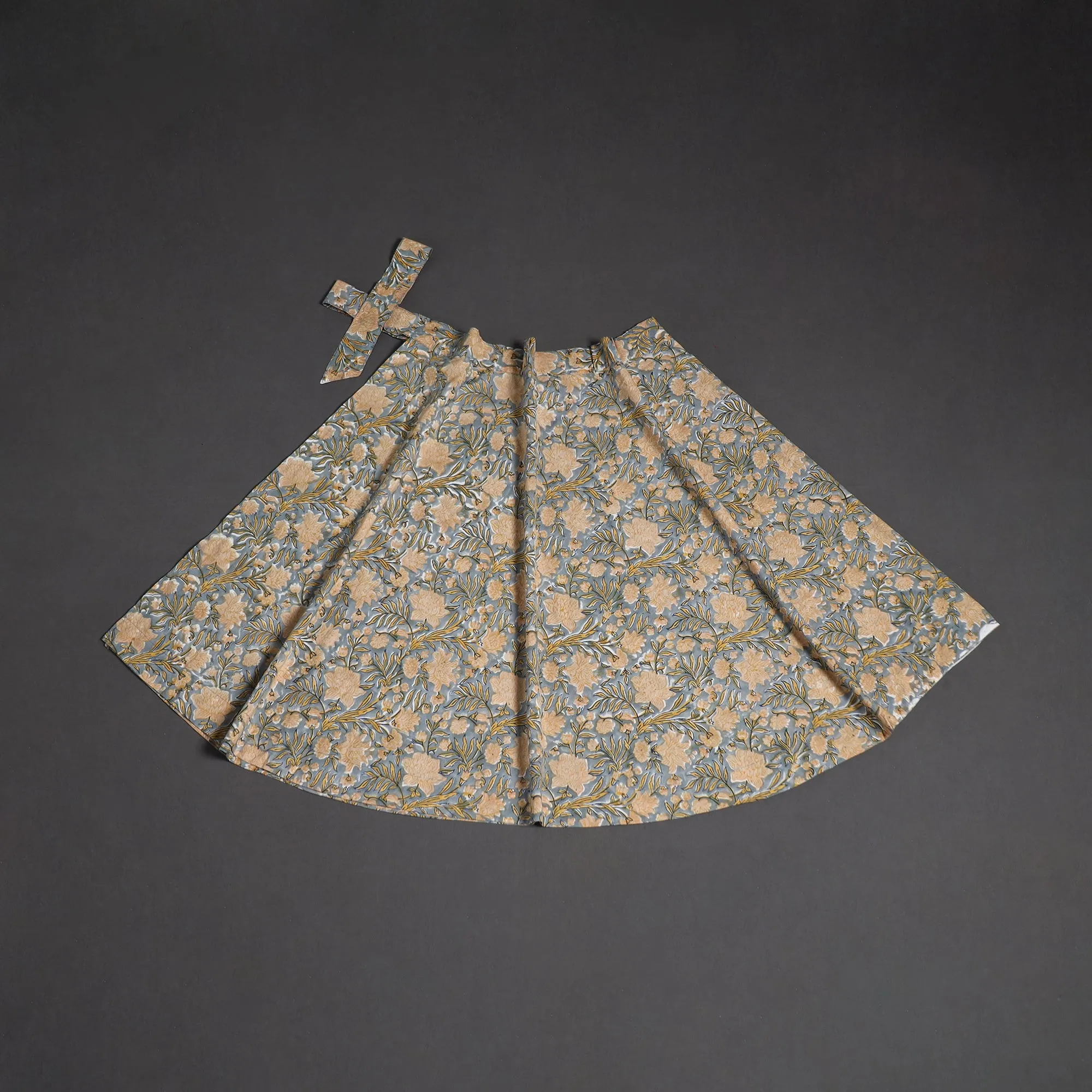 Brown - Sanganeri Hand Block Print Cotton Wrap Around Skirt 46 sold by Itokri product image thumbnail 2