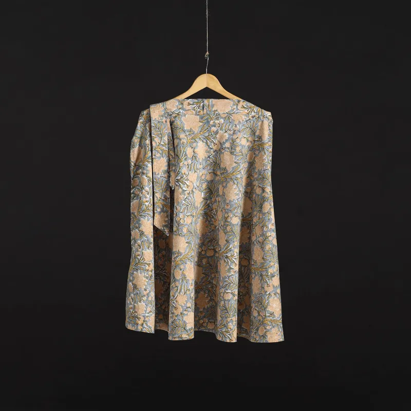 Brown - Sanganeri Hand Block Print Cotton Wrap Around Skirt 46 made by Itokri