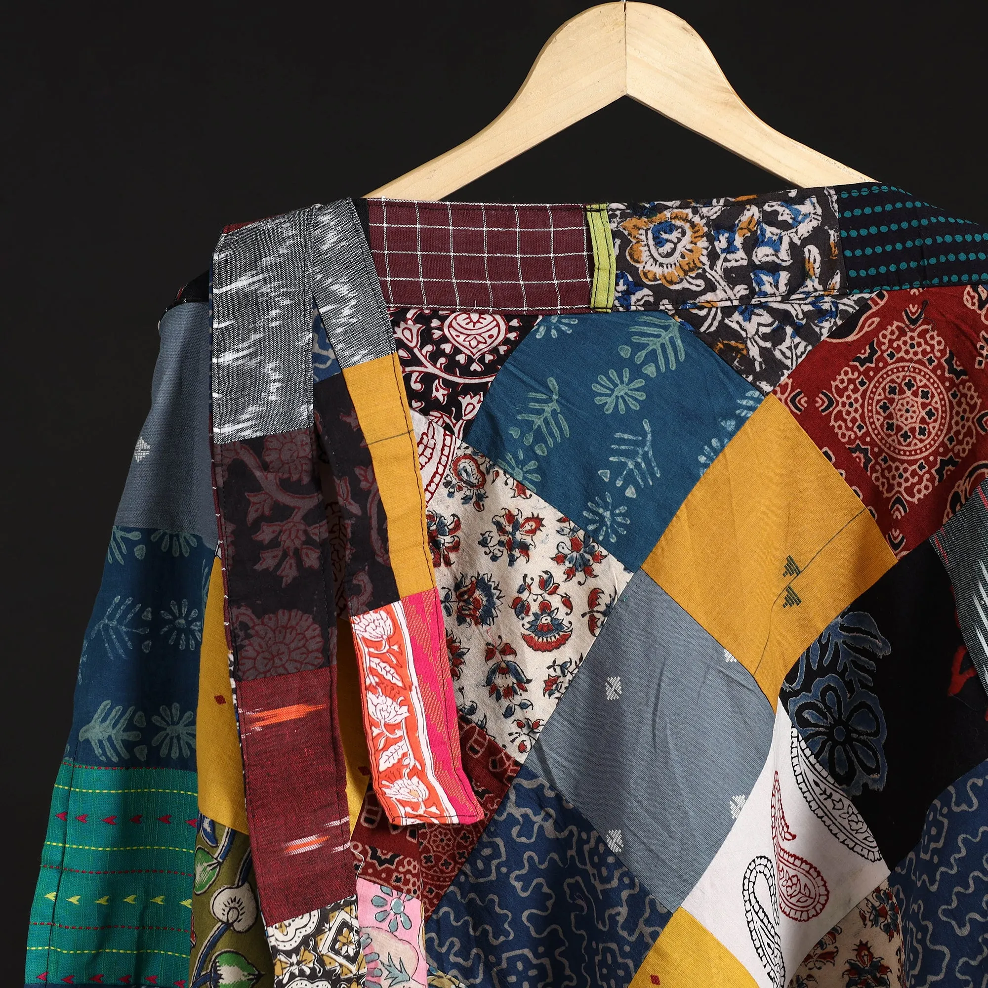 Multicolor - Tukdi Patchwork Cotton Wrap Around Skirt 31 sold by Itokri product image thumbnail 3