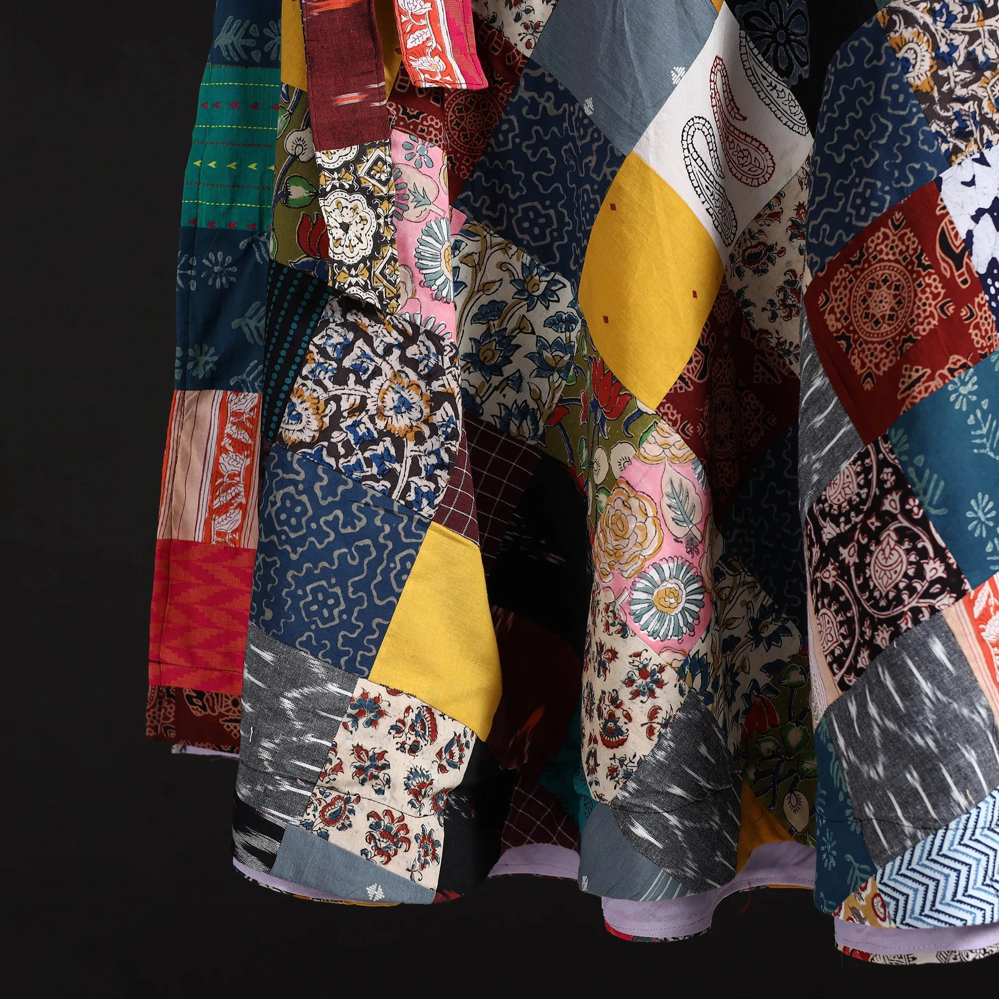 Multicolor - Tukdi Patchwork Cotton Wrap Around Skirt 31 sold by Itokri product image thumbnail 4