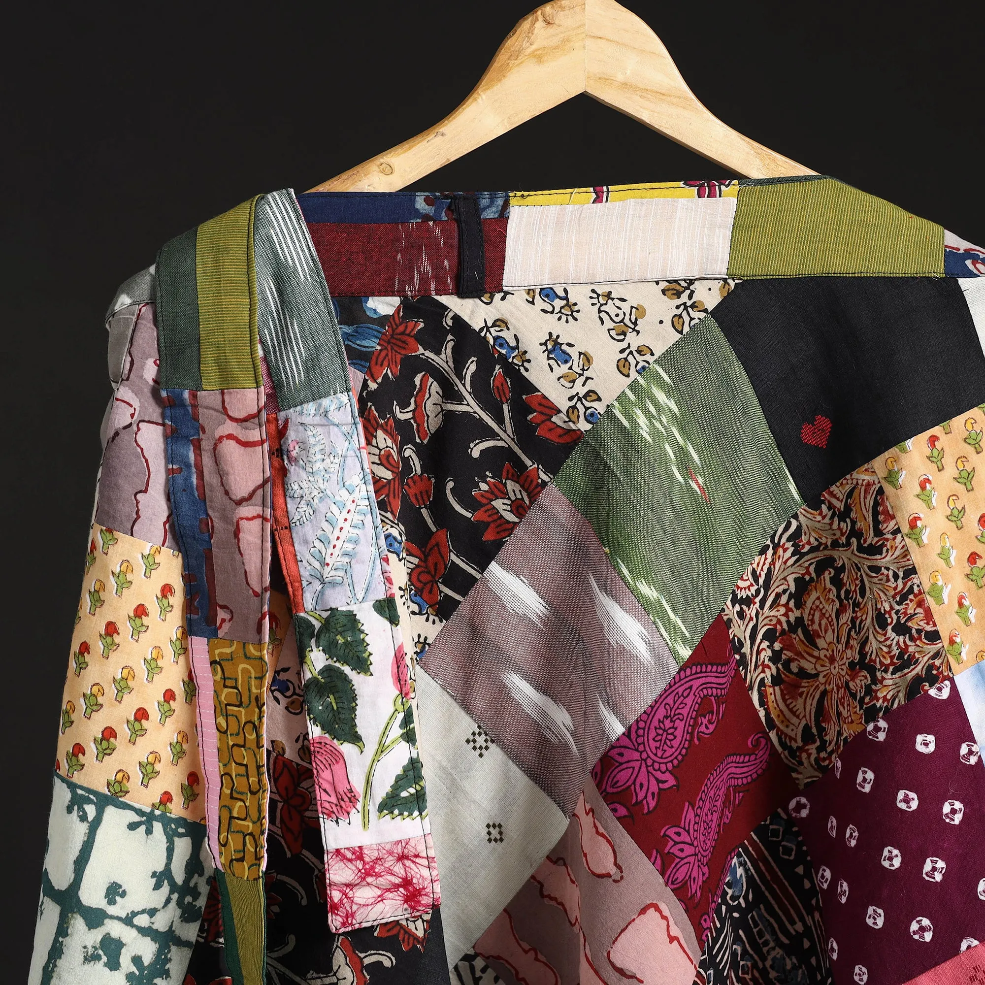 Multicolor - Tukdi Patchwork Cotton Wrap Around Skirt 30 sold by Itokri product image thumbnail 3
