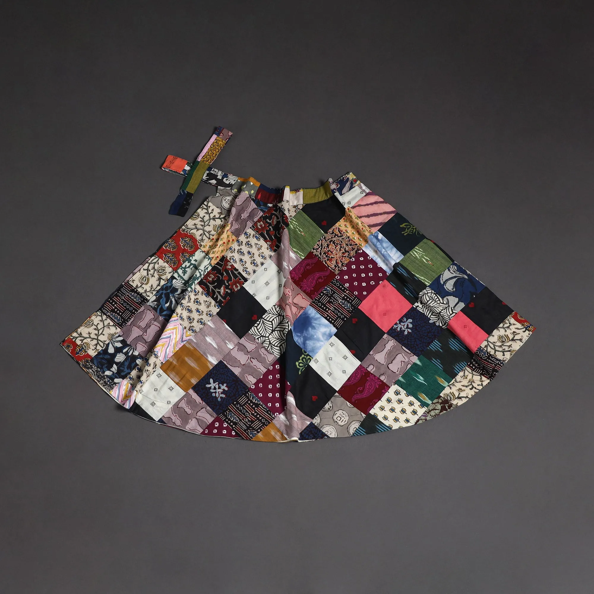 Multicolor - Tukdi Patchwork Cotton Wrap Around Skirt 30 sold by Itokri product image thumbnail 2