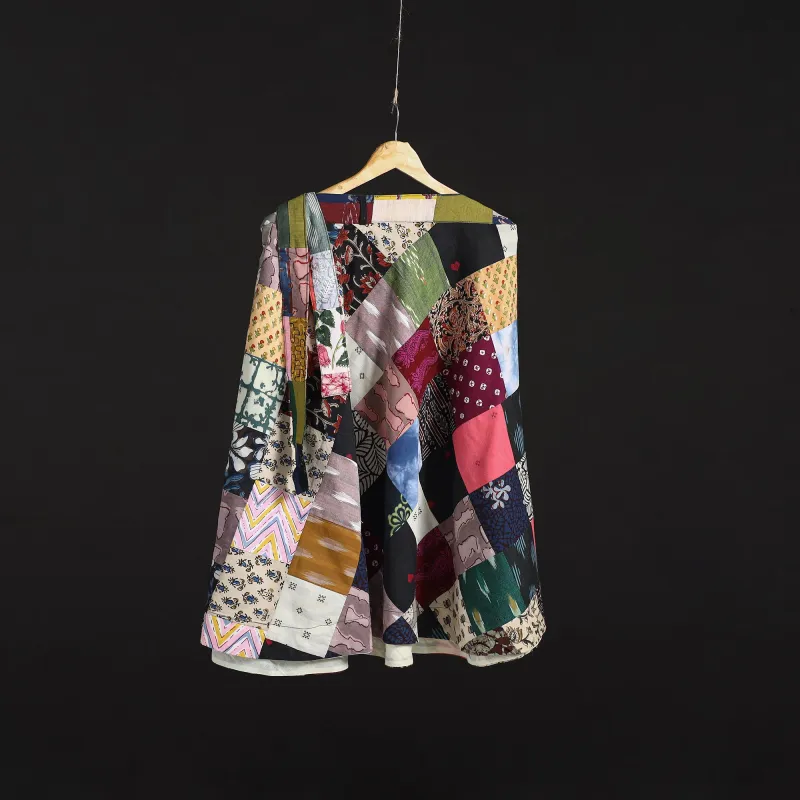Multicolor - Tukdi Patchwork Cotton Wrap Around Skirt 30 made by Itokri