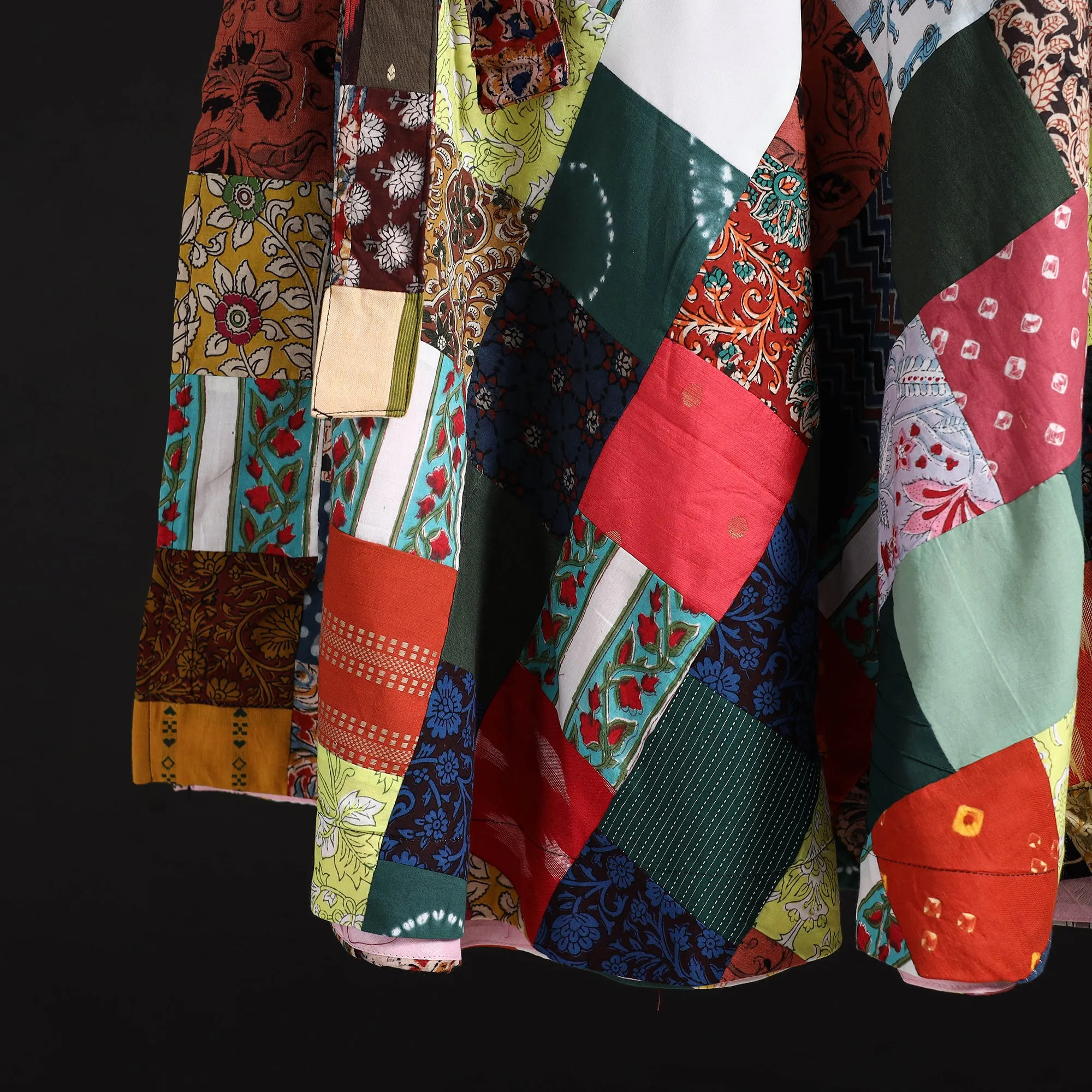 Multicolor - Tukdi Patchwork Cotton Wrap Around Skirt 26 sold by Itokri product image thumbnail 4