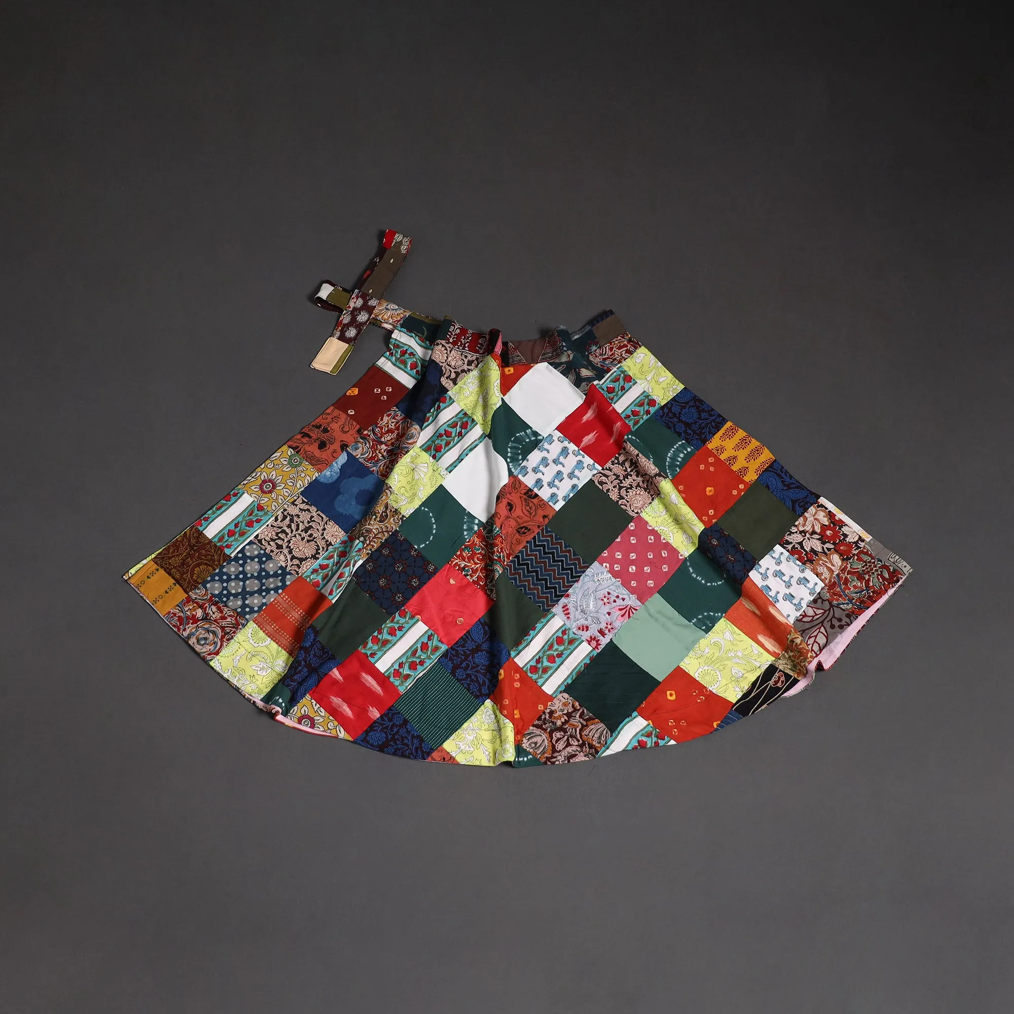 Multicolor - Tukdi Patchwork Cotton Wrap Around Skirt 26 sold by Itokri product image thumbnail 2