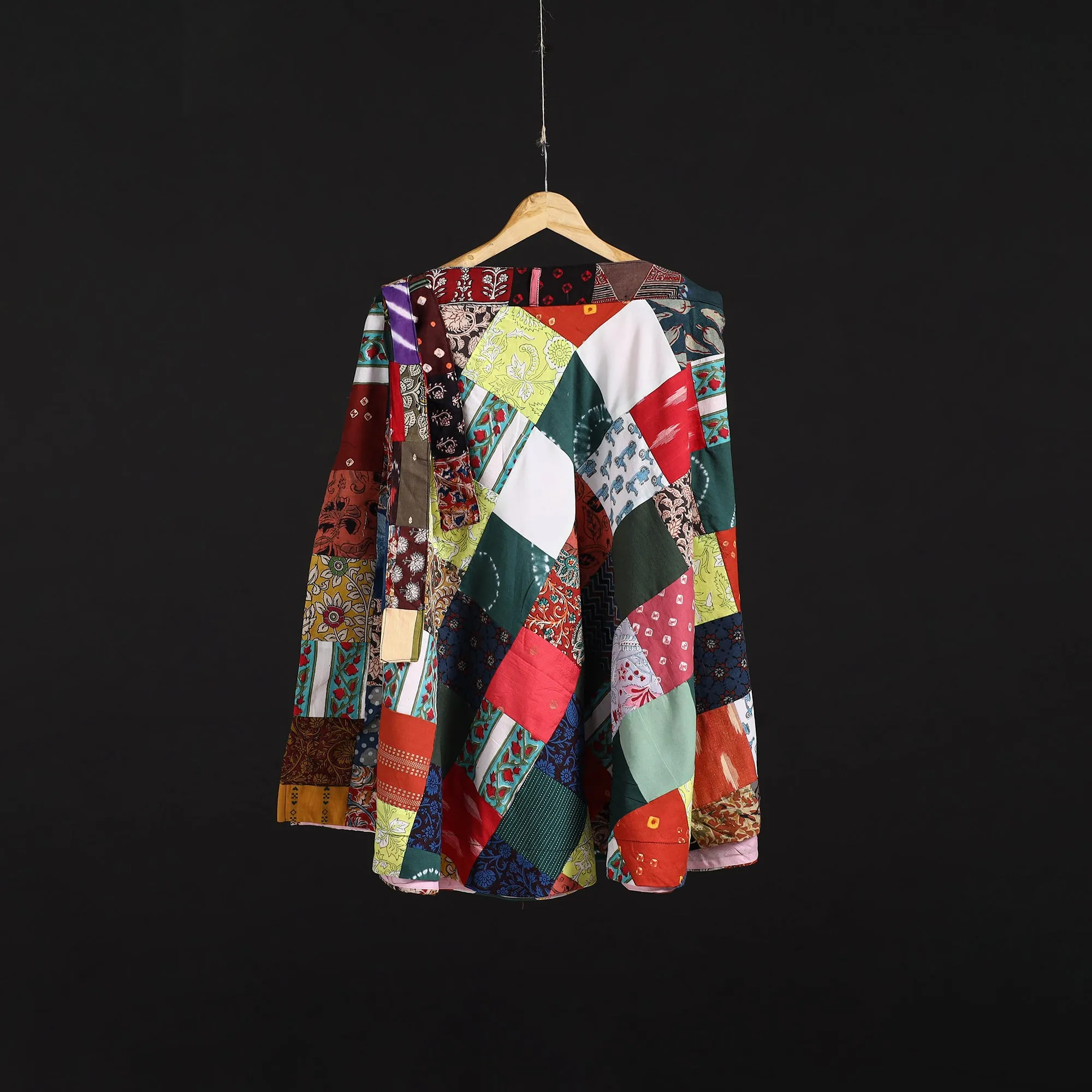 Multicolor - Tukdi Patchwork Cotton Wrap Around Skirt 26 sold by Itokri
