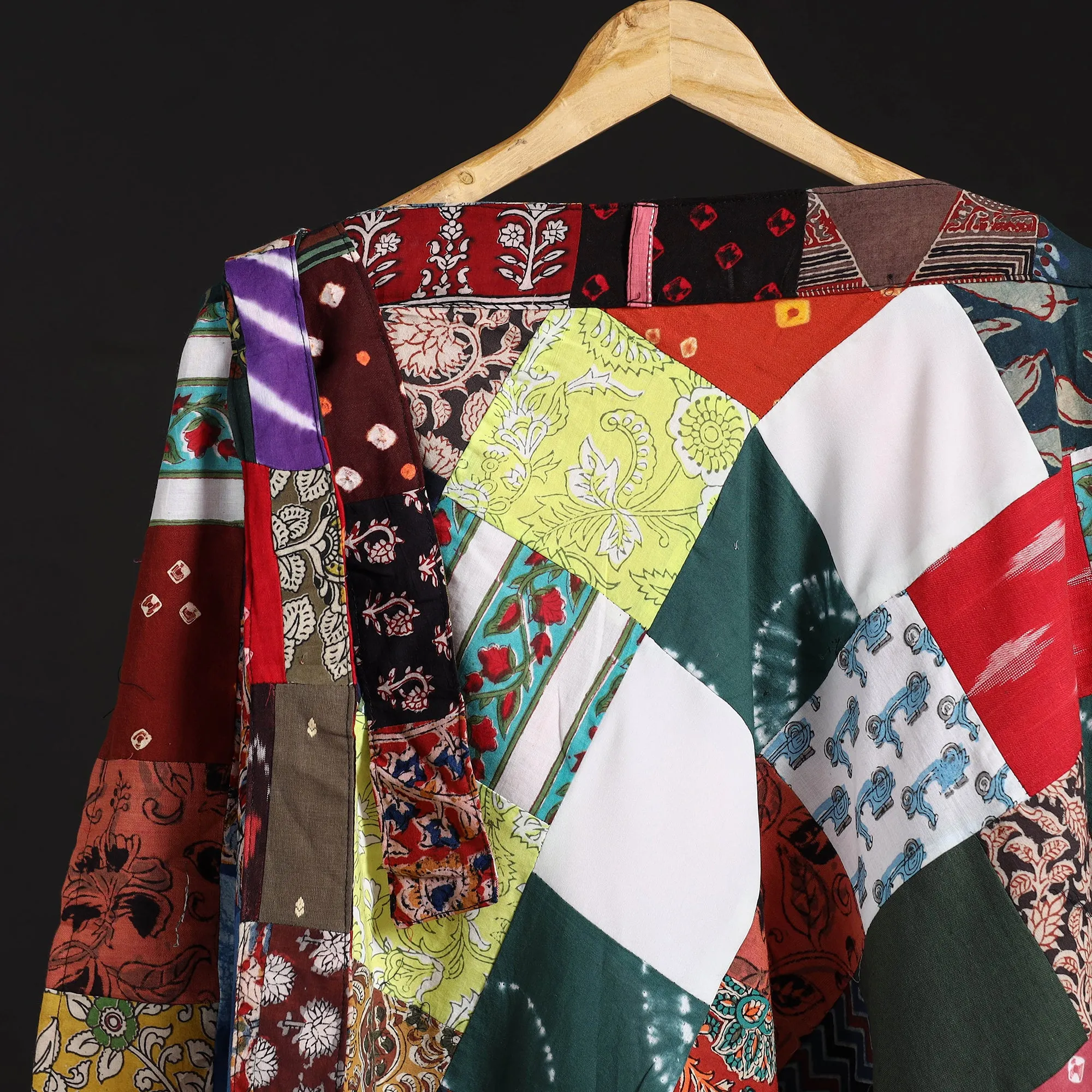 Multicolor - Tukdi Patchwork Cotton Wrap Around Skirt 26 sold by Itokri product image thumbnail 3