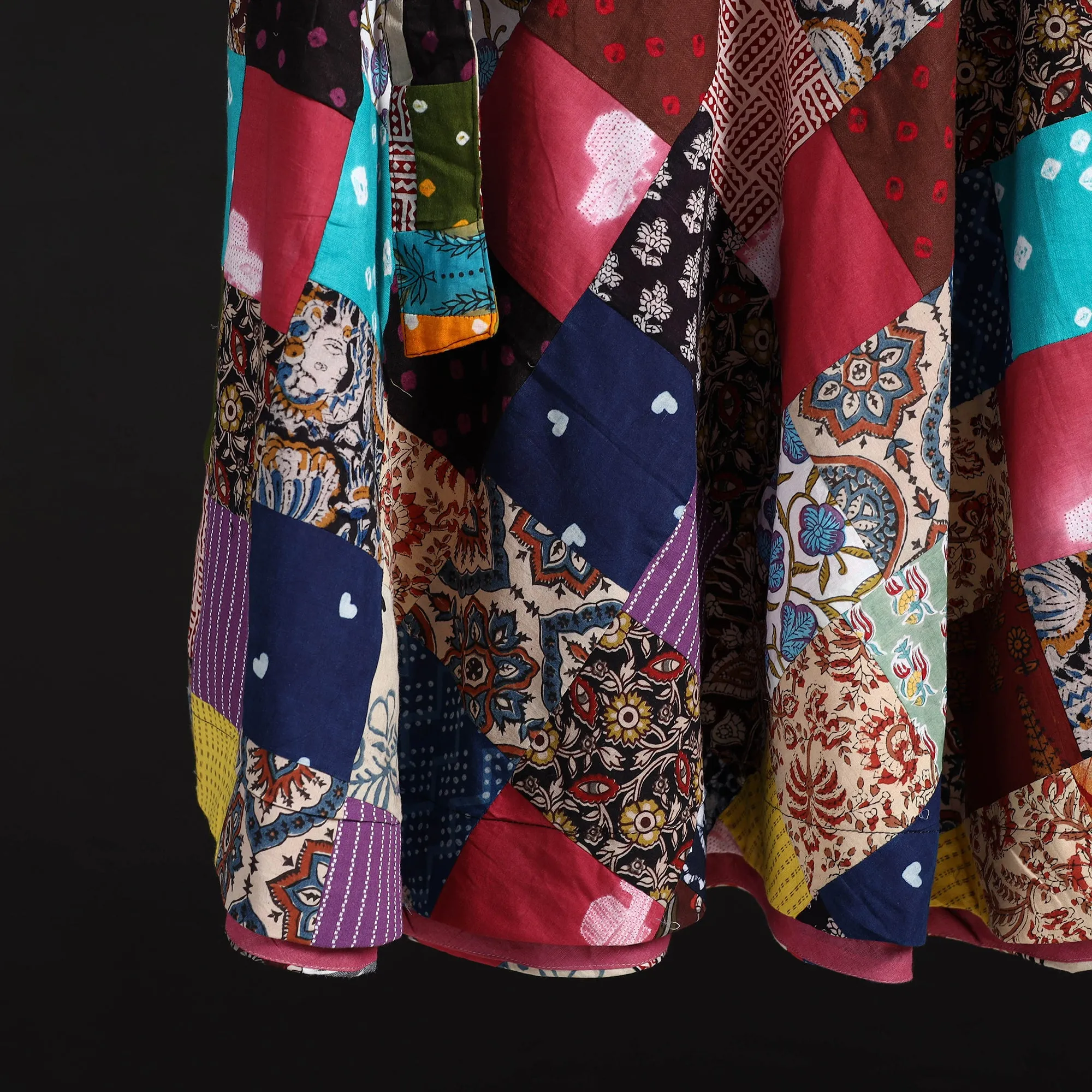 Multicolor - Tukdi Patchwork Cotton Wrap Around Skirt 25 sold by Itokri product image thumbnail 4