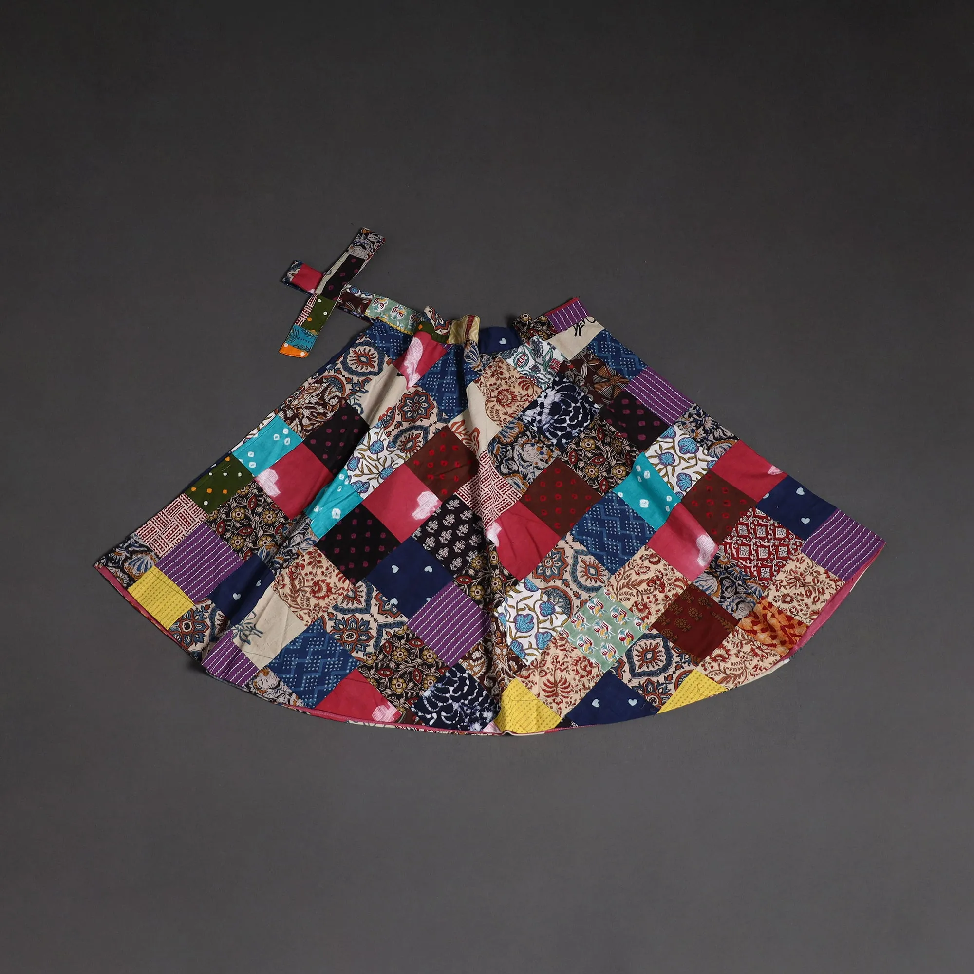 Multicolor - Tukdi Patchwork Cotton Wrap Around Skirt 25 sold by Itokri product image thumbnail 2