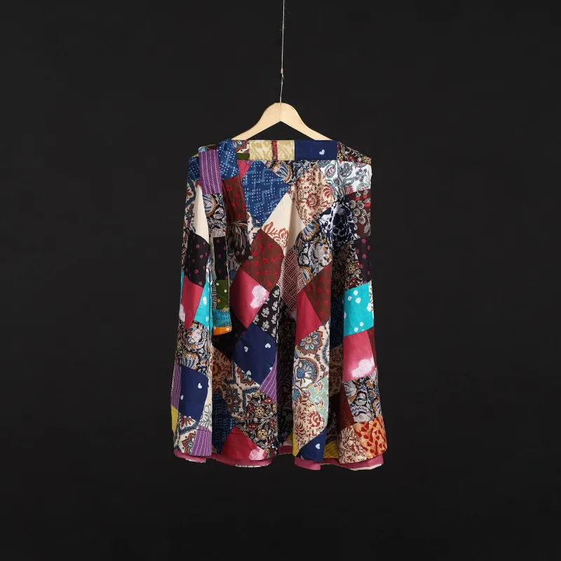 Multicolor - Tukdi Patchwork Cotton Wrap Around Skirt 25 made by Itokri