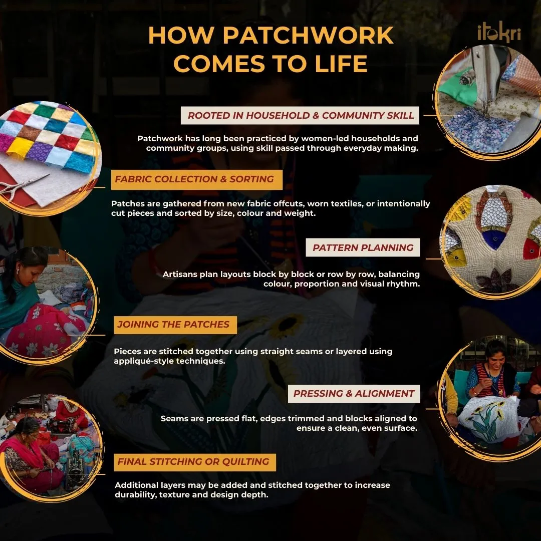Multicolor - Tukdi Patchwork Cotton Wrap Around Skirt 25 sold by Itokri product image thumbnail 5