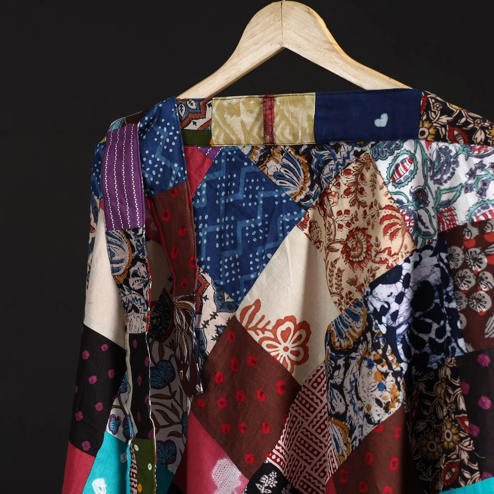 Multicolor - Tukdi Patchwork Cotton Wrap Around Skirt 25 sold by Itokri product image thumbnail 3