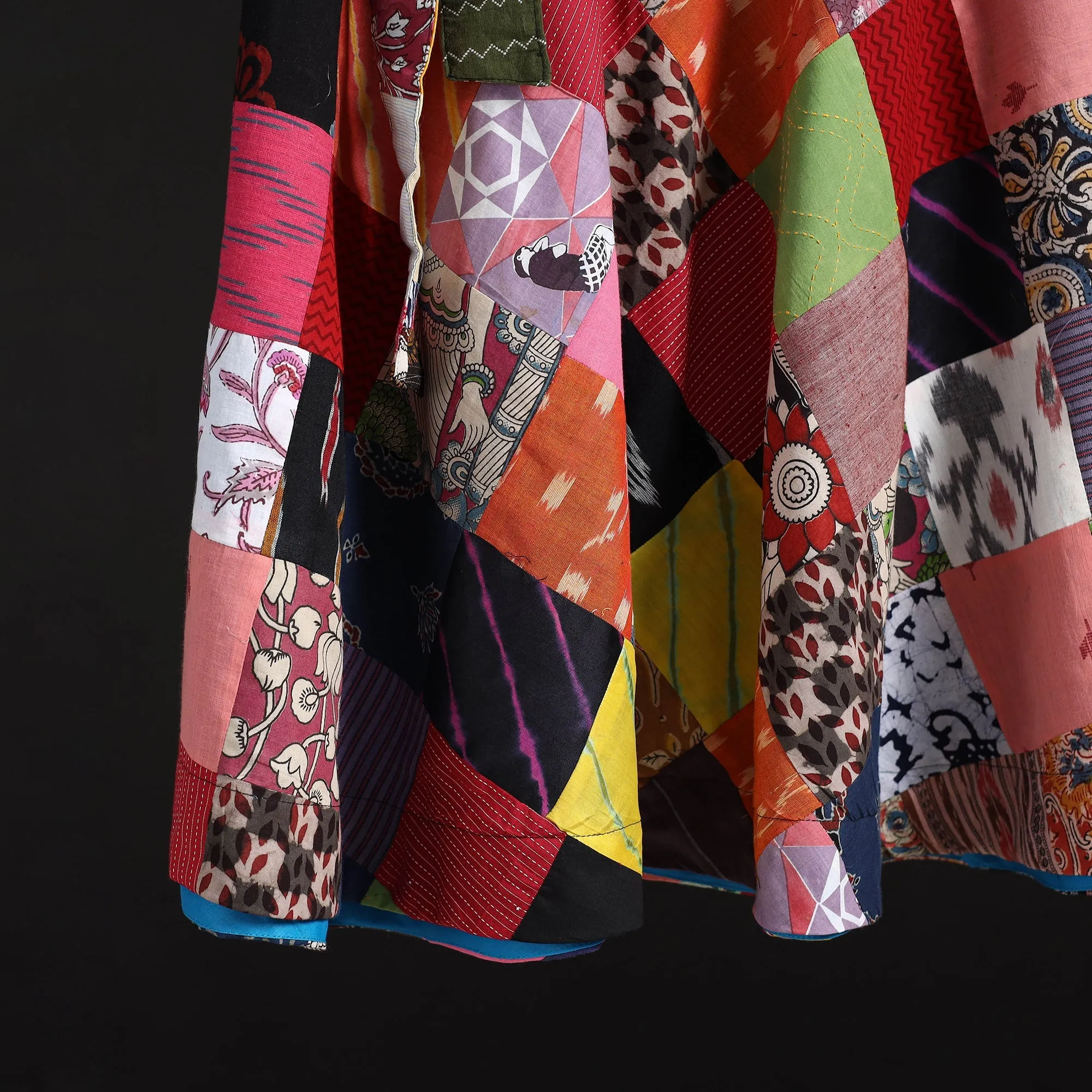 Multicolor - Tukdi Patchwork Cotton Wrap Around Skirt 20 sold by Itokri product image thumbnail 4