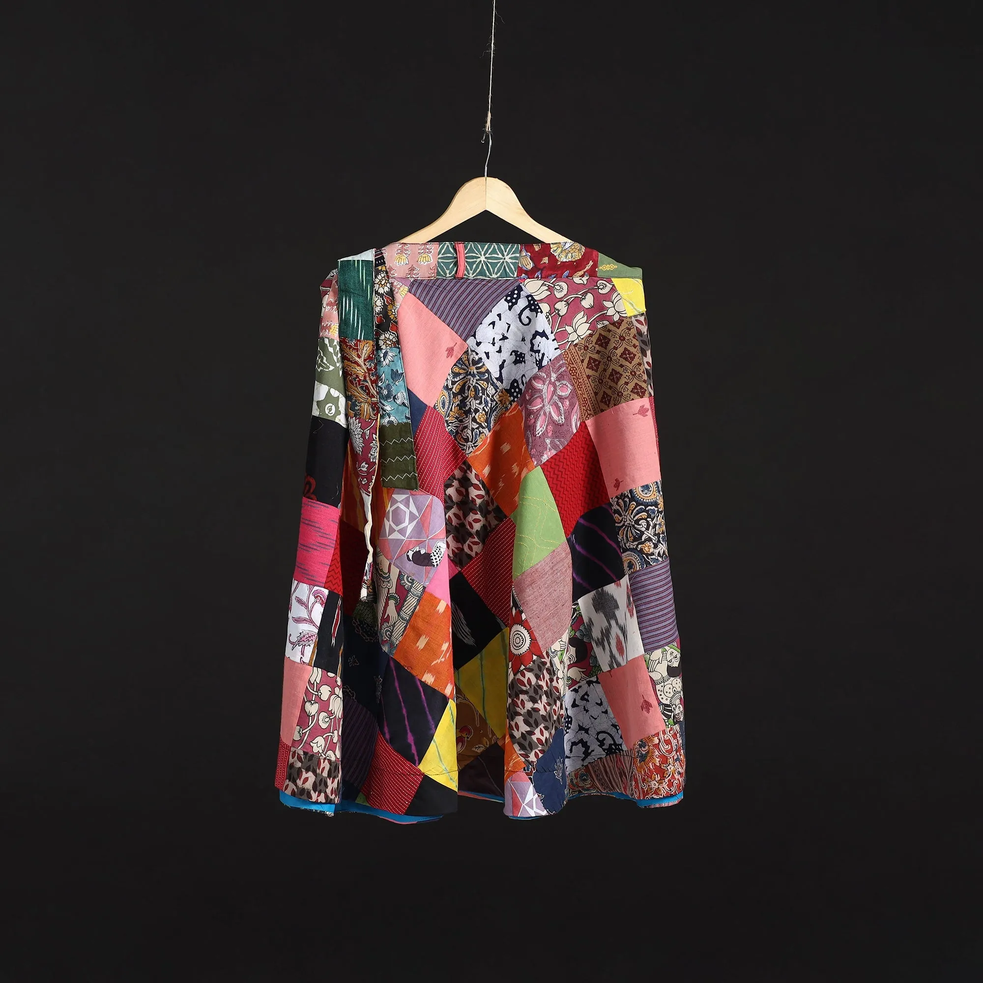 Multicolor - Tukdi Patchwork Cotton Wrap Around Skirt 20 sold by Itokri