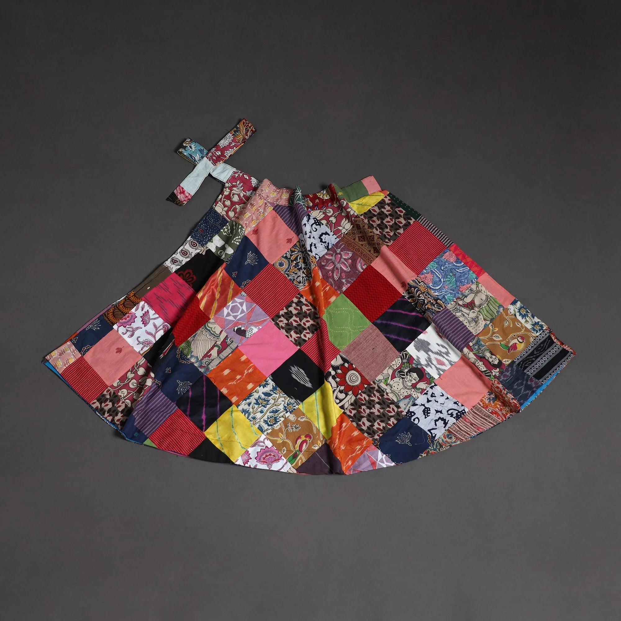 Multicolor - Tukdi Patchwork Cotton Wrap Around Skirt 20 sold by Itokri product image thumbnail 2