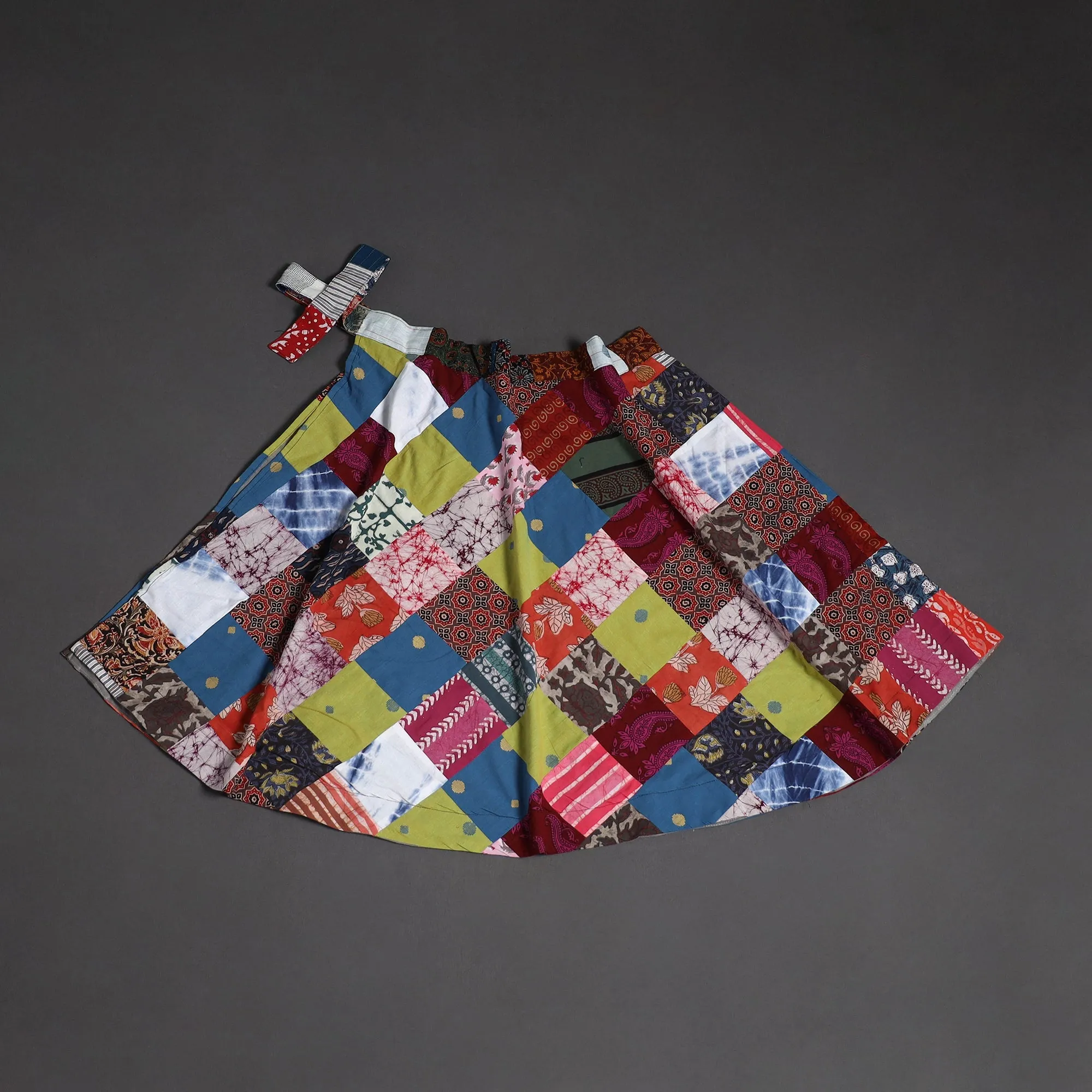 Multicolor - Tukdi Patchwork Cotton Wrap Around Skirt 18 sold by Itokri product image thumbnail 2