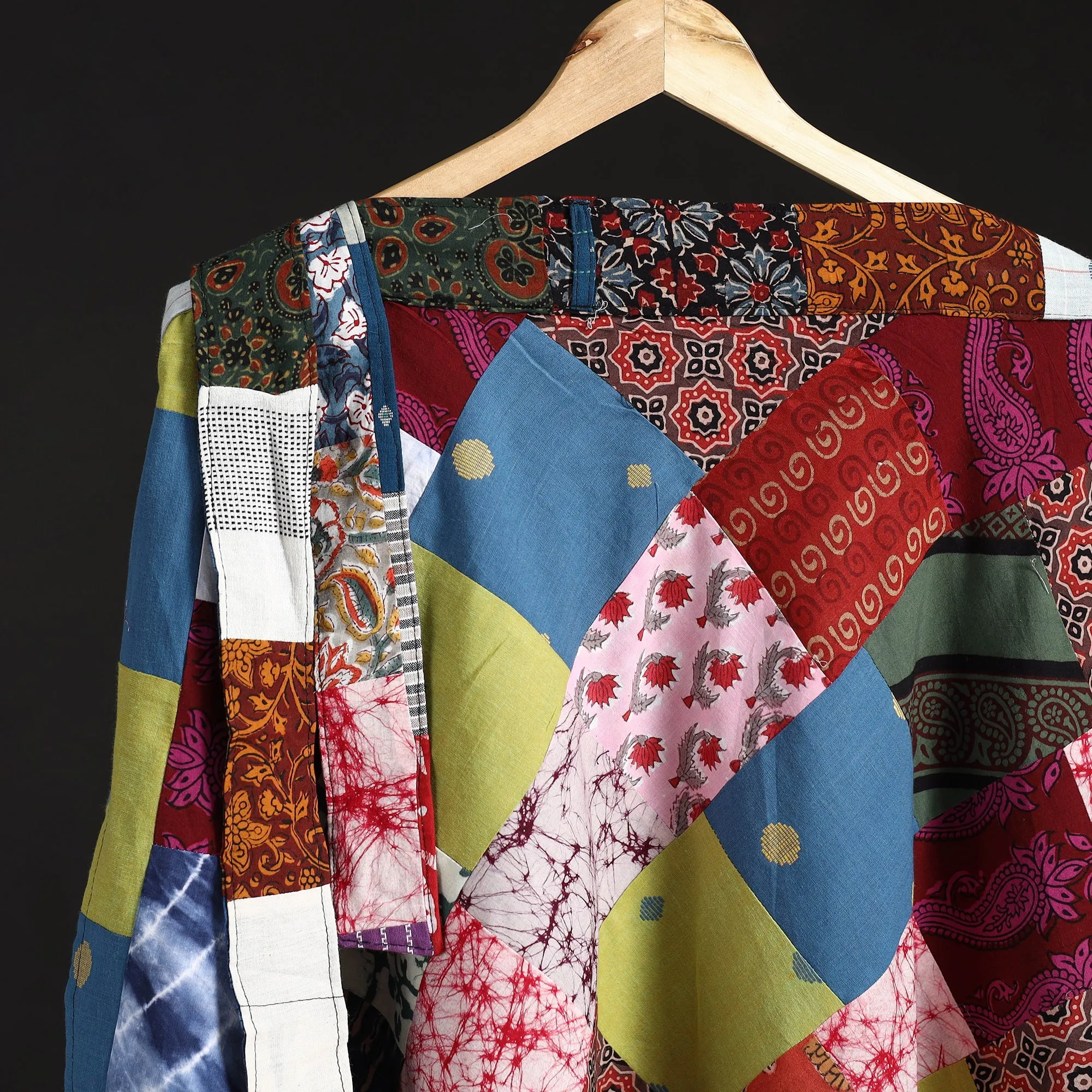 Multicolor - Tukdi Patchwork Cotton Wrap Around Skirt 18 sold by Itokri product image thumbnail 3