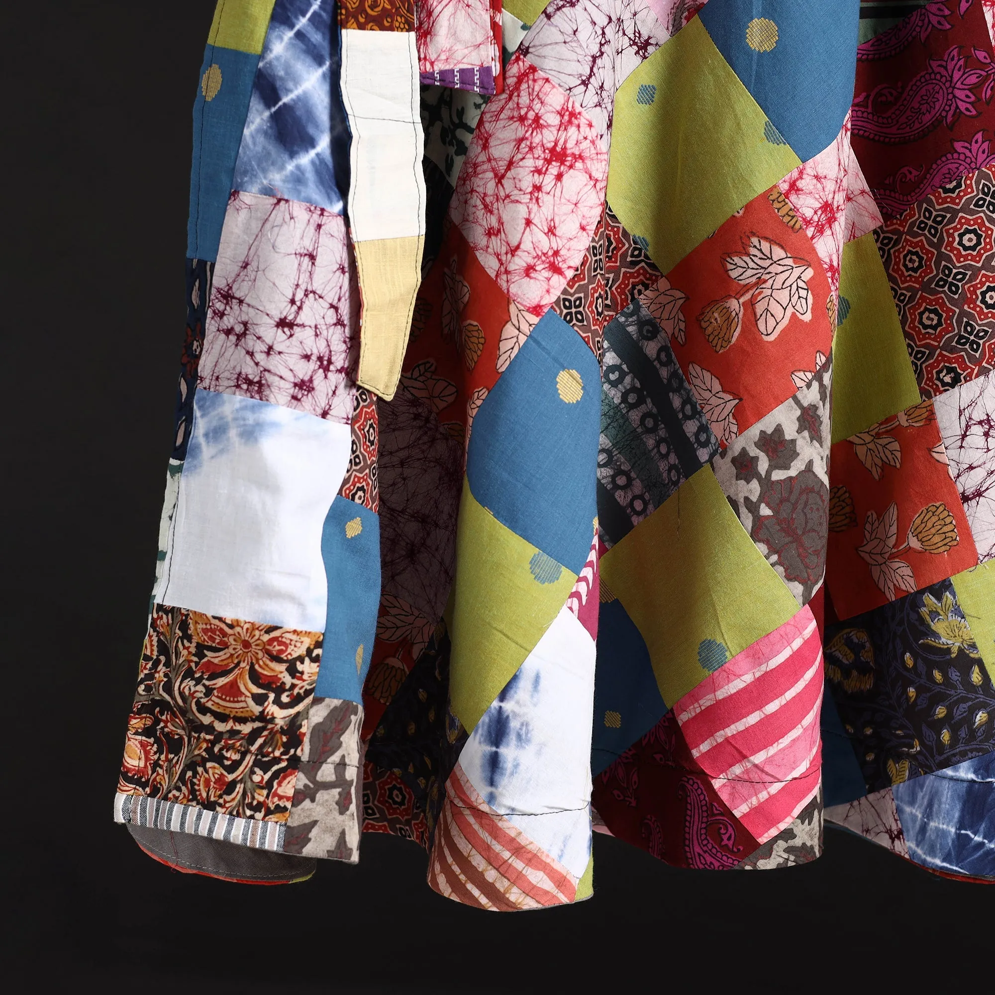 Multicolor - Tukdi Patchwork Cotton Wrap Around Skirt 18 sold by Itokri product image thumbnail 4