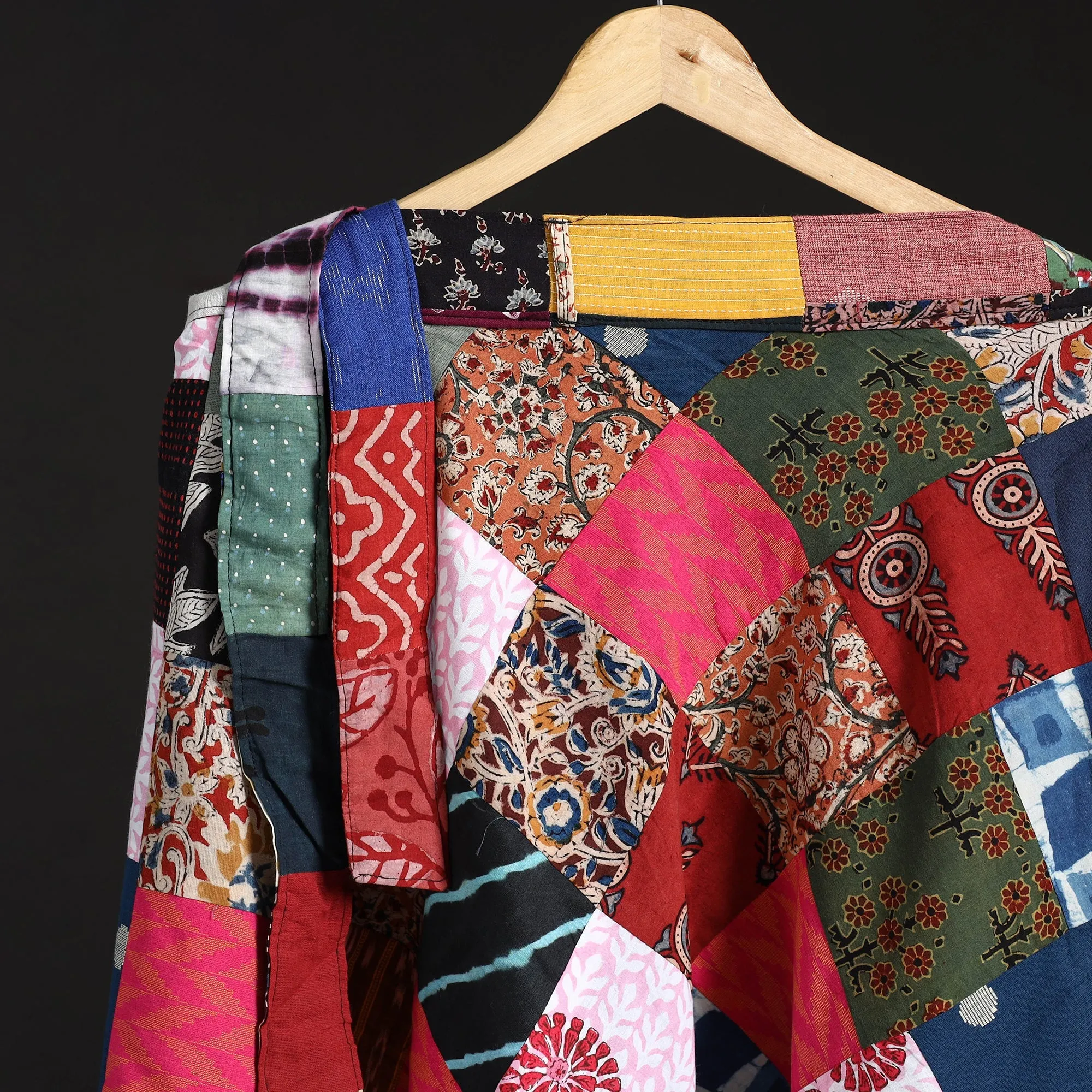 Multicolor - Tukdi Patchwork Cotton Wrap Around Skirt 15 sold by Itokri product image thumbnail 3