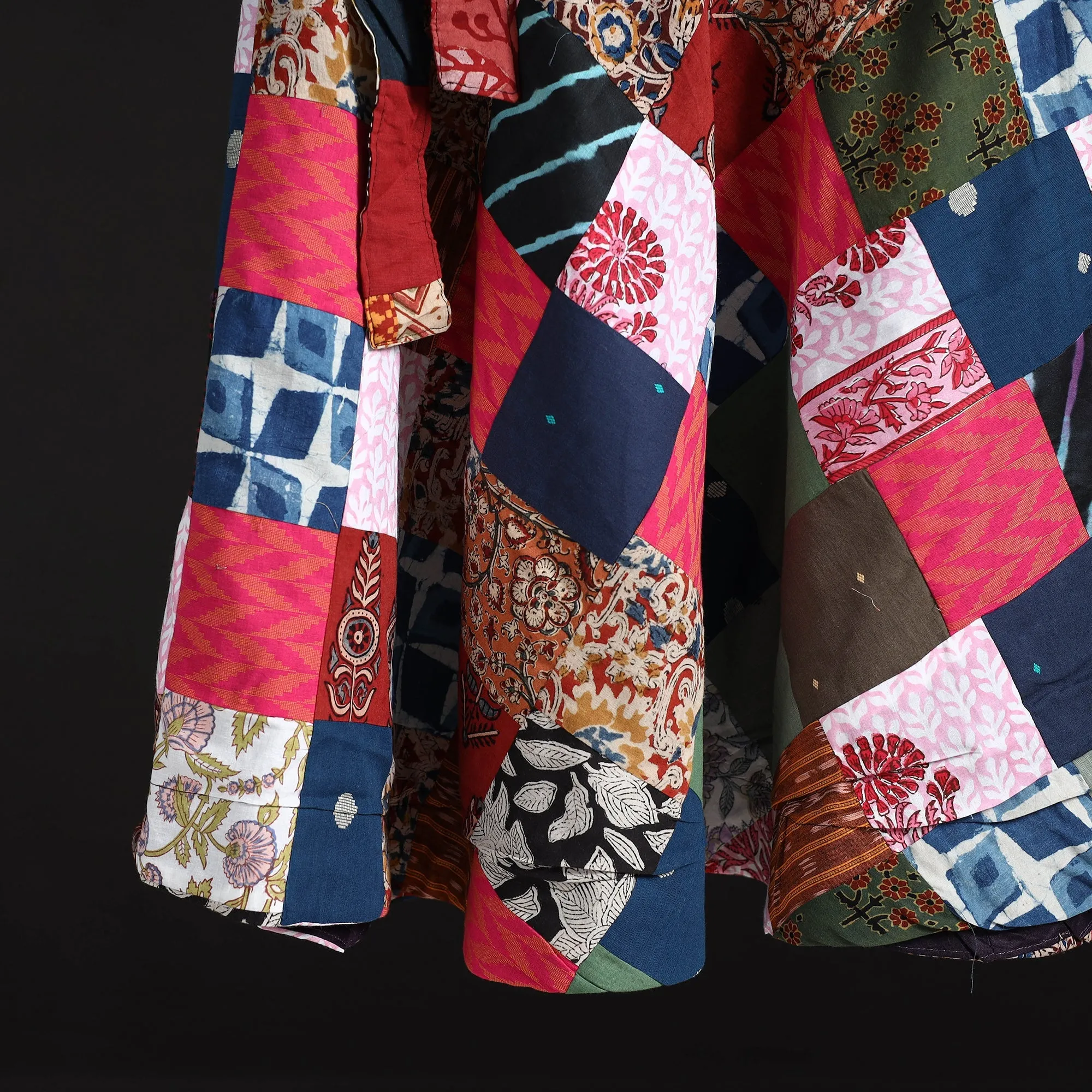 Multicolor - Tukdi Patchwork Cotton Wrap Around Skirt 15 sold by Itokri product image thumbnail 4