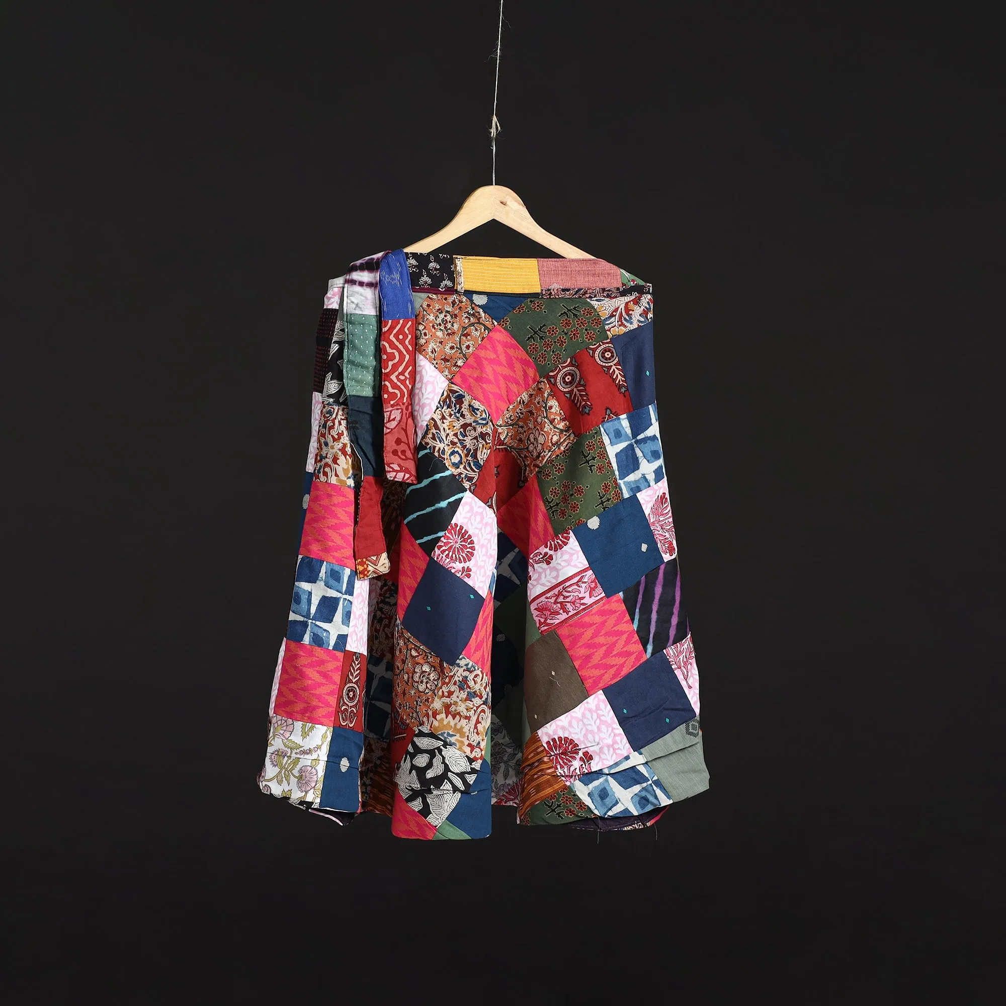 Multicolor - Tukdi Patchwork Cotton Wrap Around Skirt 15 sold by Itokri