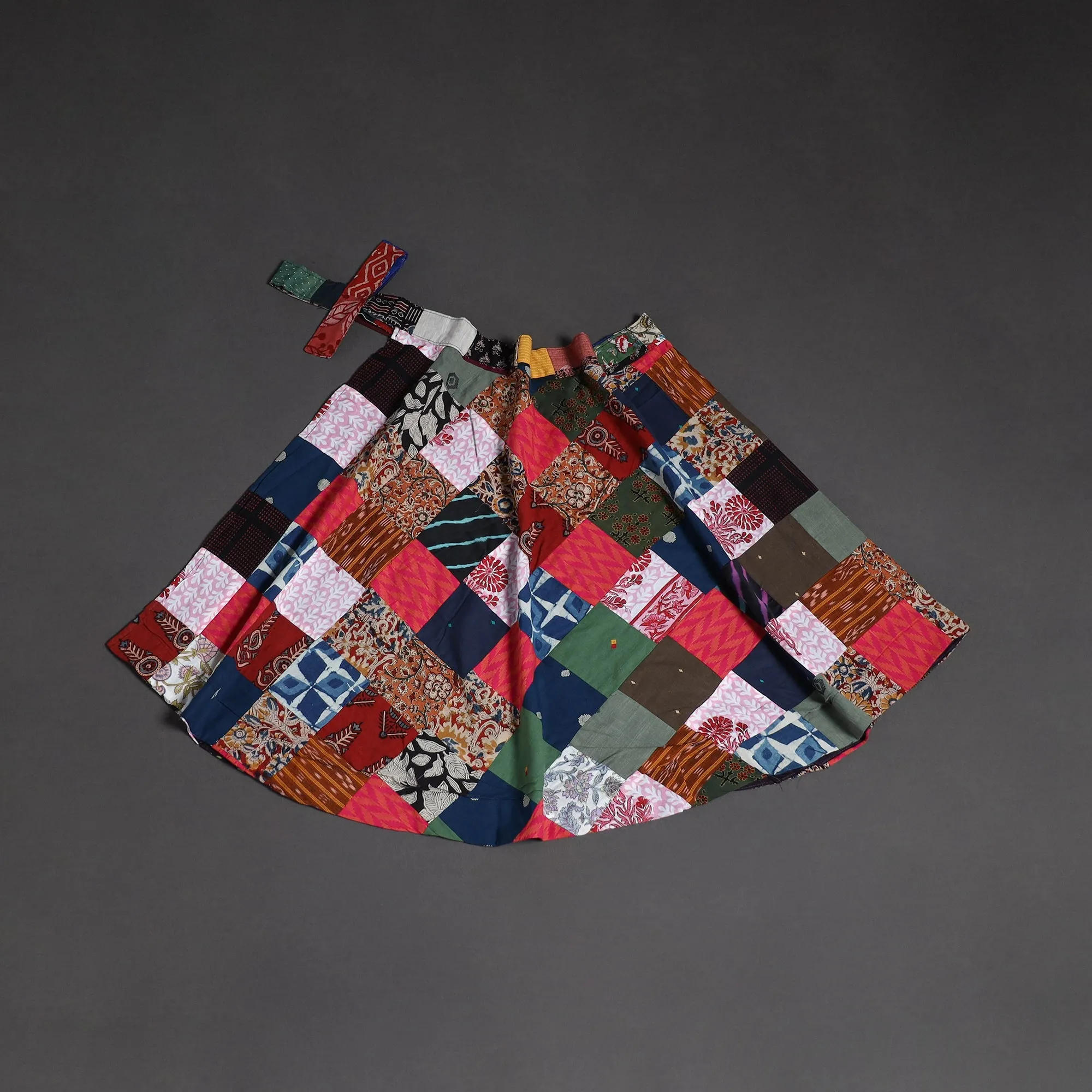 Multicolor - Tukdi Patchwork Cotton Wrap Around Skirt 15 sold by Itokri product image thumbnail 2