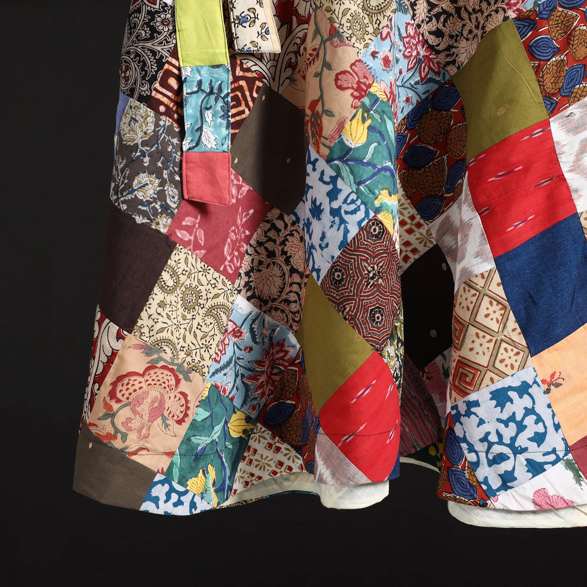 Multicolor - Tukdi Patchwork Cotton Wrap Around Skirt 14 sold by Itokri product image thumbnail 4