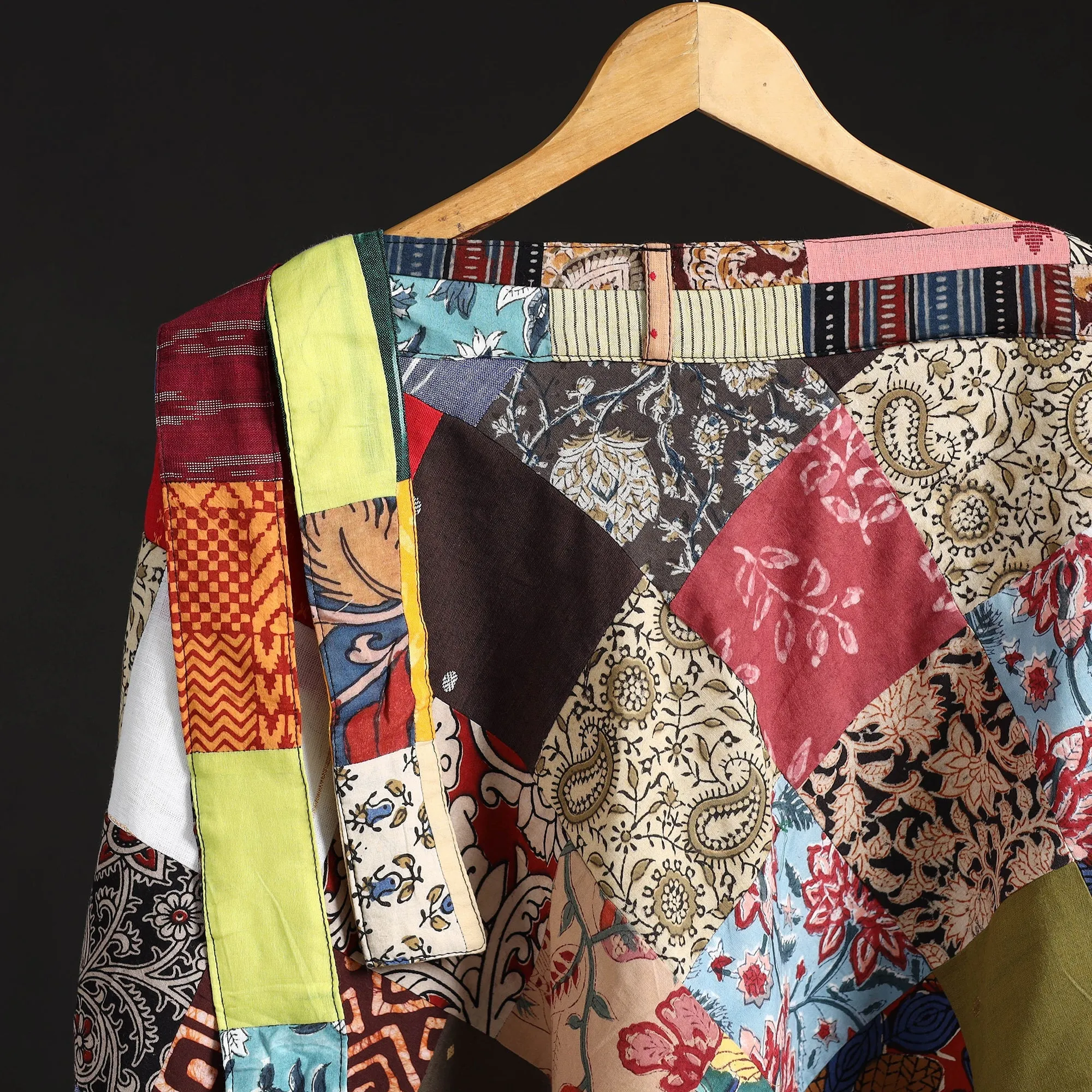Multicolor - Tukdi Patchwork Cotton Wrap Around Skirt 14 sold by Itokri product image thumbnail 3