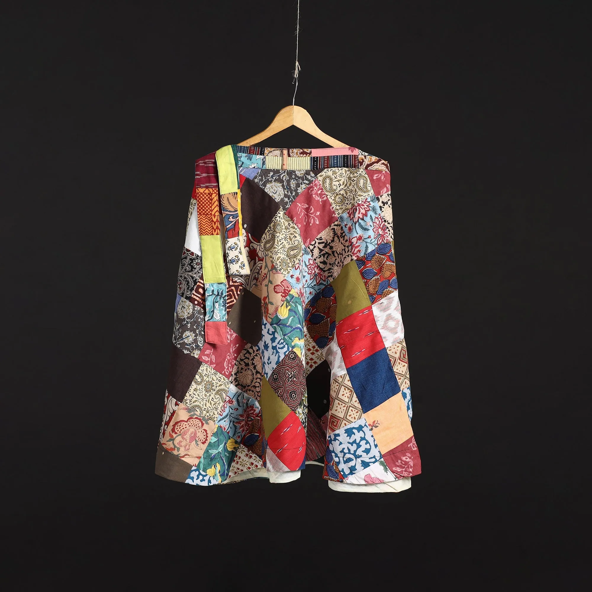 Multicolor - Tukdi Patchwork Cotton Wrap Around Skirt 14 sold by Itokri