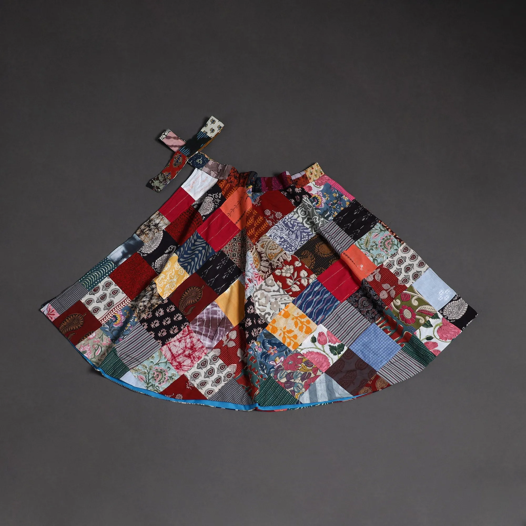 Multicolor - Tukdi Patchwork Cotton Wrap Around Skirt 11 sold by Itokri product image thumbnail 2