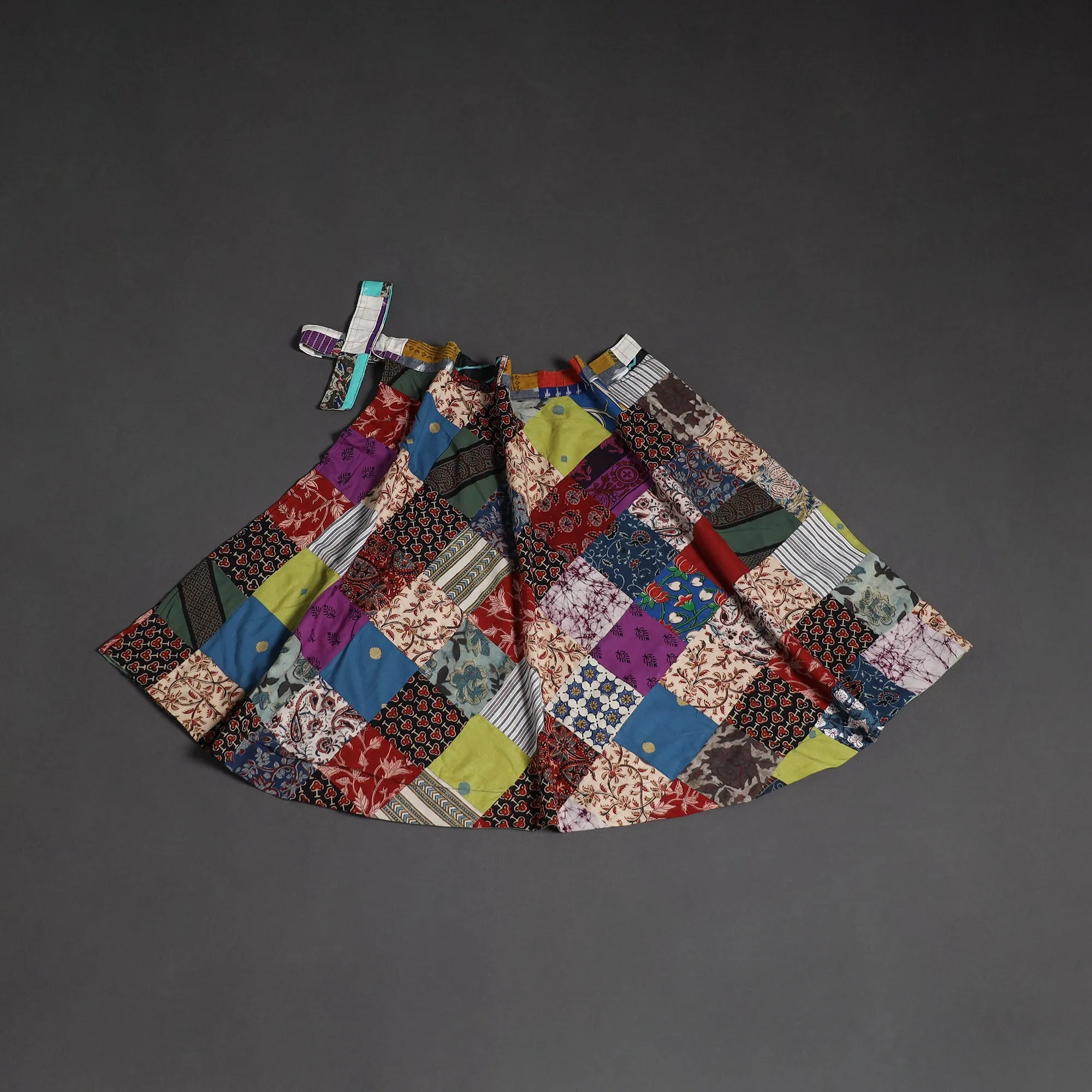 Multicolor - Tukdi Patchwork Cotton Wrap Around Skirt 09 sold by Itokri product image thumbnail 2