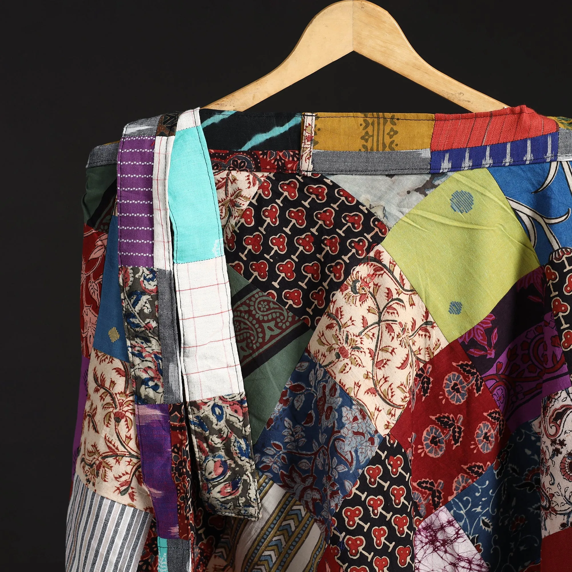 Multicolor - Tukdi Patchwork Cotton Wrap Around Skirt 09 sold by Itokri product image thumbnail 3
