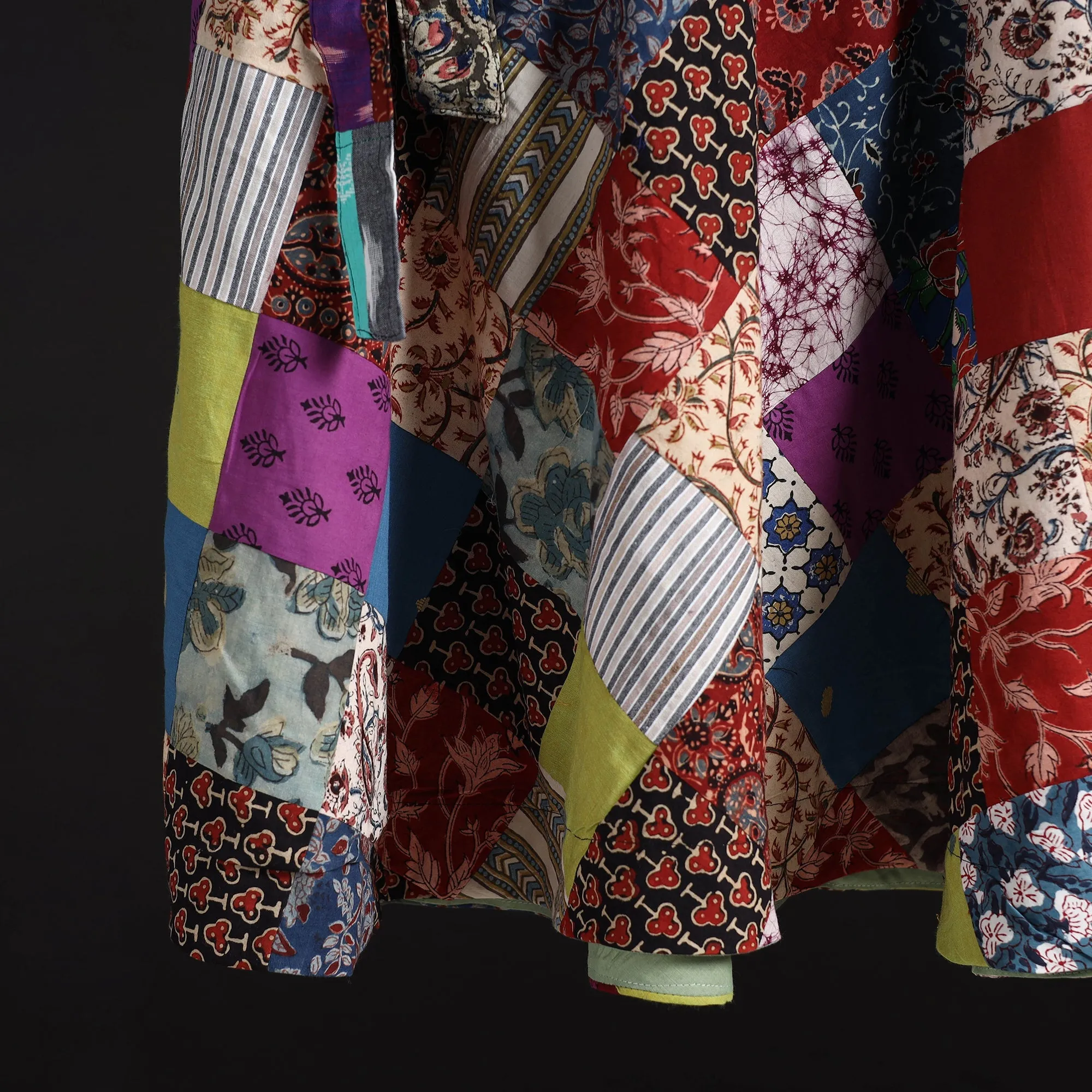 Multicolor - Tukdi Patchwork Cotton Wrap Around Skirt 09 sold by Itokri product image thumbnail 4