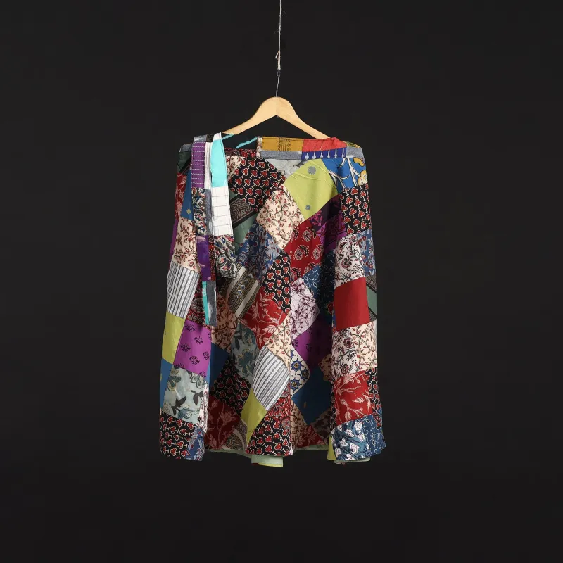 Multicolor - Tukdi Patchwork Cotton Wrap Around Skirt 09 made by Itokri