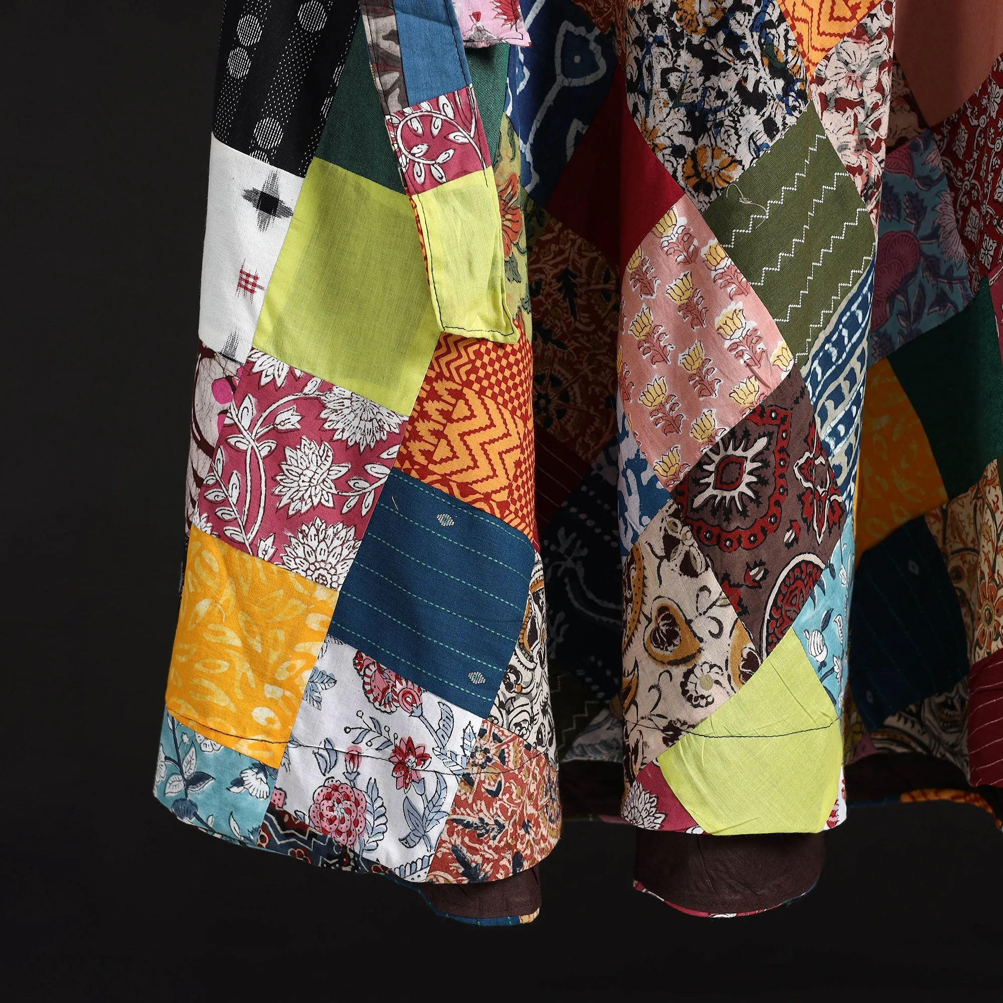 Multicolor - Tukdi Patchwork Cotton Wrap Around Skirt 07 sold by Itokri product image thumbnail 4