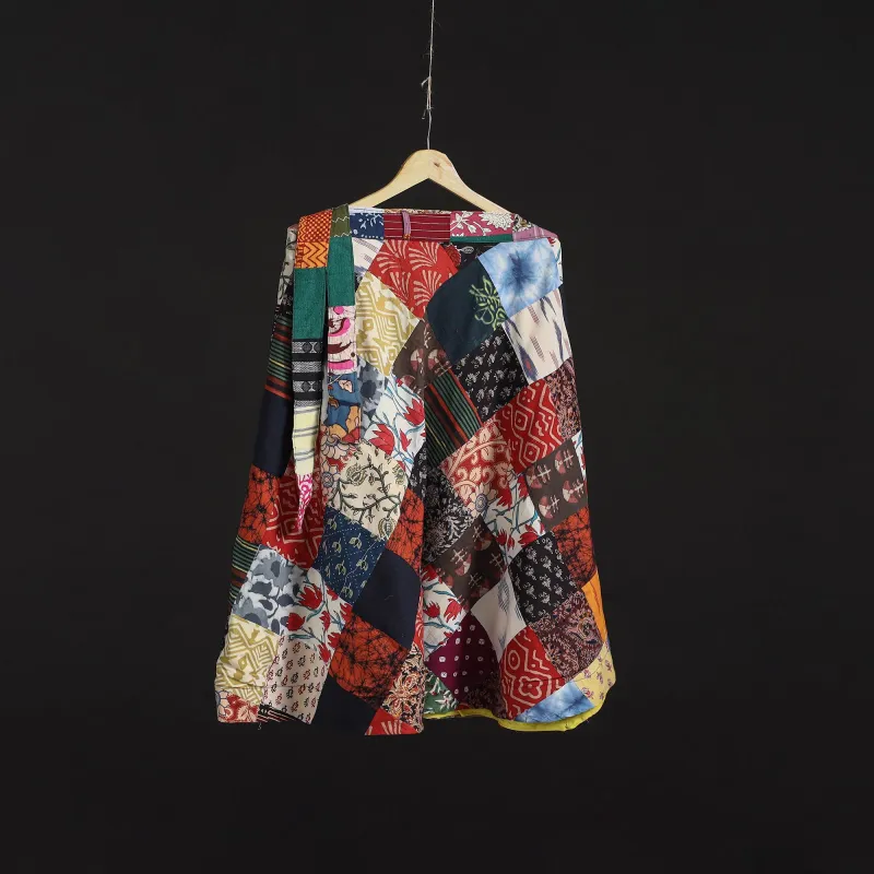 Multicolor - Tukdi Patchwork Cotton Wrap Around Skirt 05 made by Itokri
