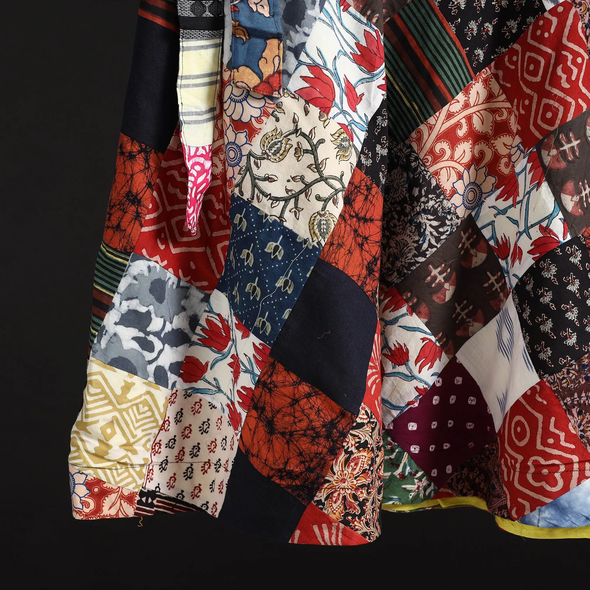 Multicolor - Tukdi Patchwork Cotton Wrap Around Skirt 05 sold by Itokri product image thumbnail 4