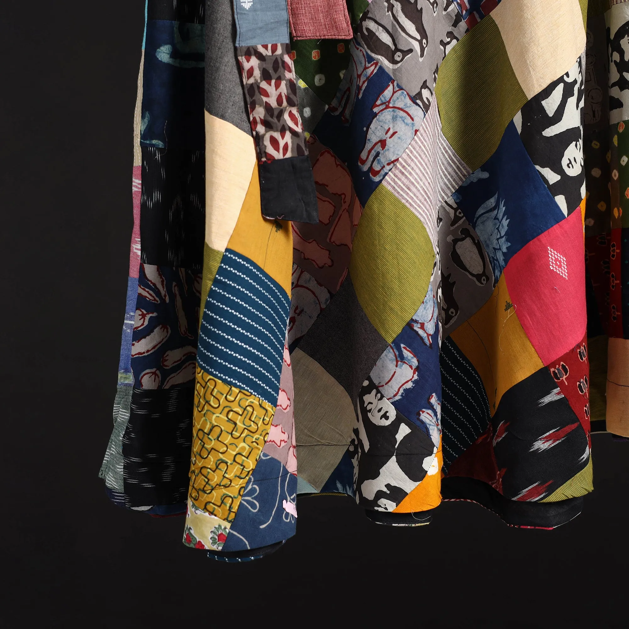 Multicolor - Tukdi Patchwork Cotton Wrap Around Skirt 04 sold by Itokri product image thumbnail 4