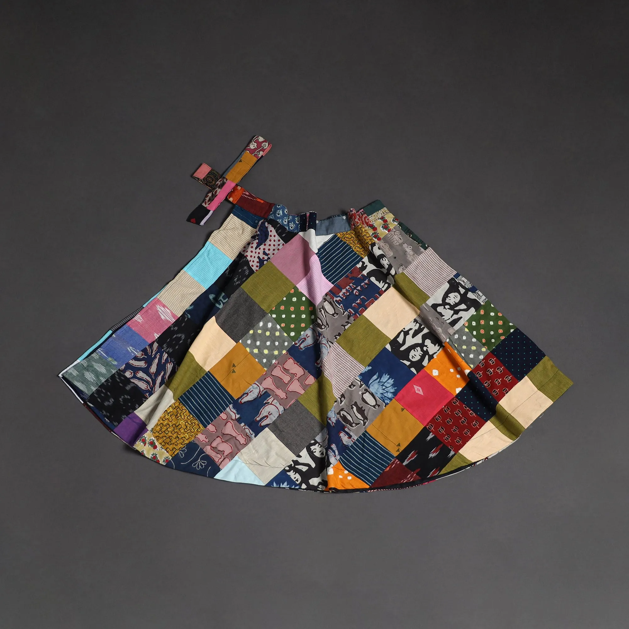 Multicolor - Tukdi Patchwork Cotton Wrap Around Skirt 04 sold by Itokri product image thumbnail 2