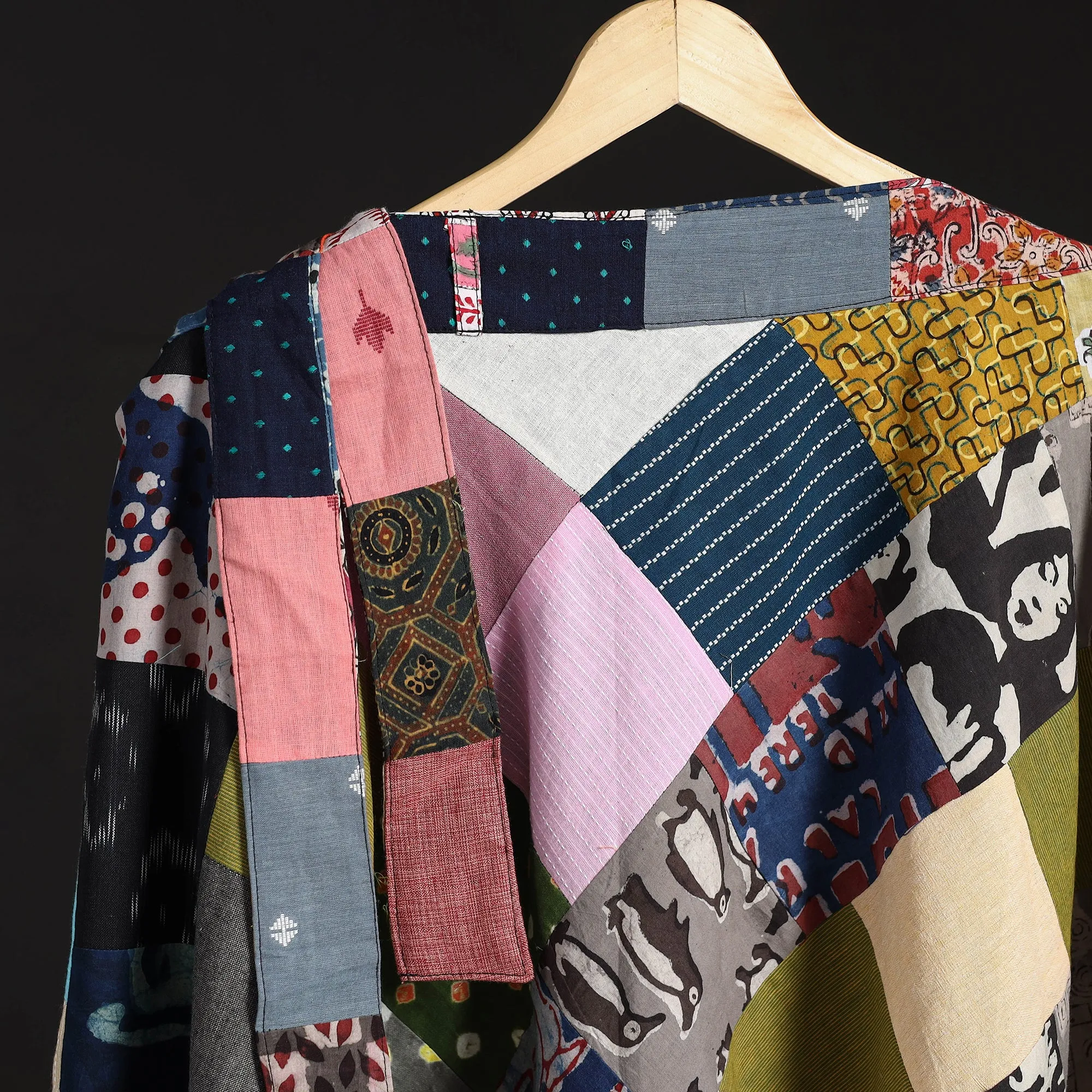 Multicolor - Tukdi Patchwork Cotton Wrap Around Skirt 04 sold by Itokri product image thumbnail 3