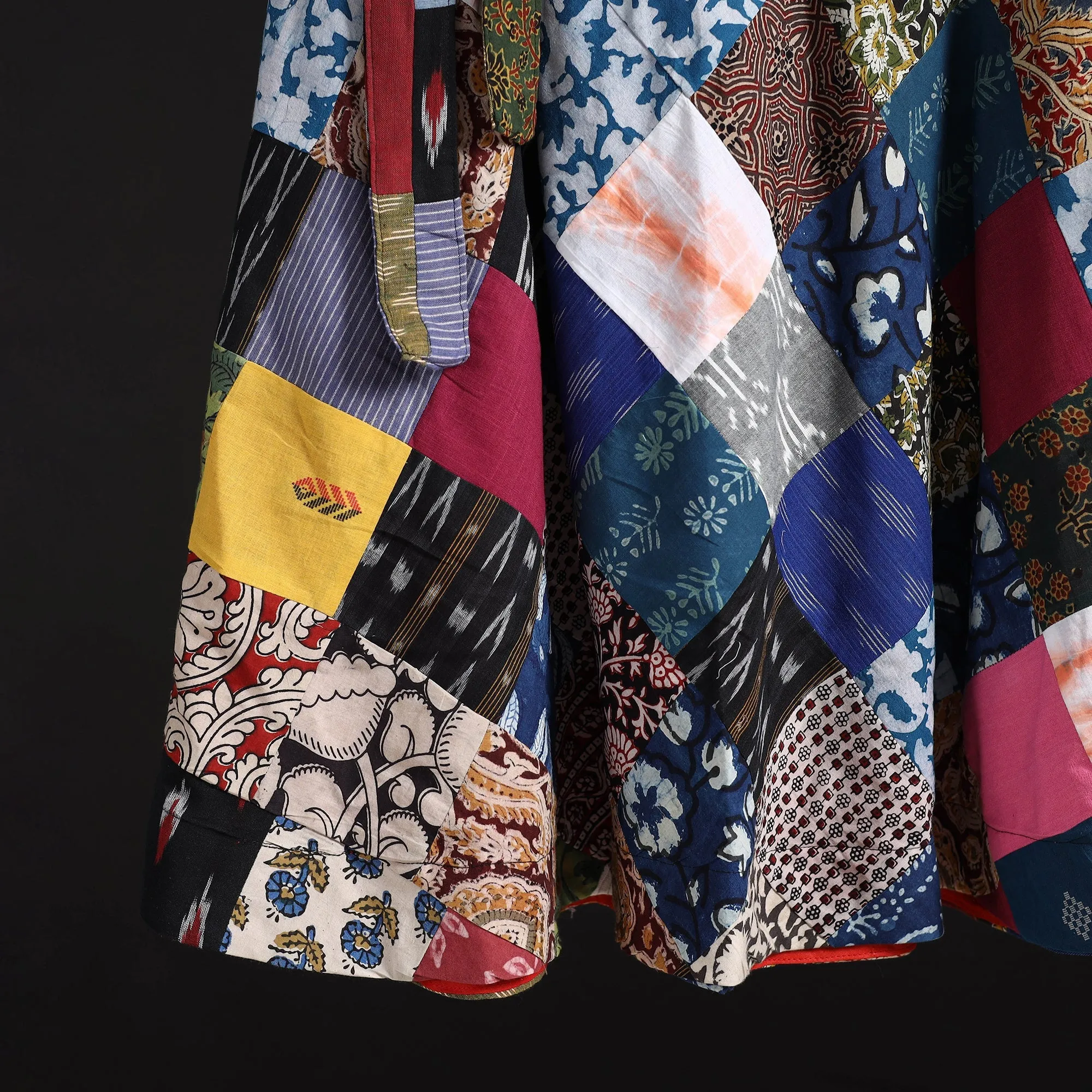 Multicolor - Tukdi Patchwork Cotton Wrap Around Skirt 03 sold by Itokri product image thumbnail 4