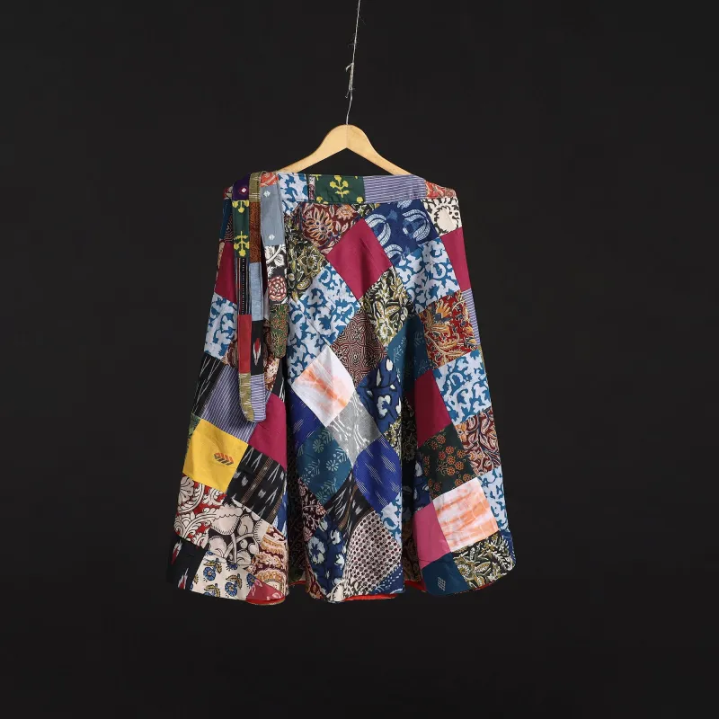Multicolor - Tukdi Patchwork Cotton Wrap Around Skirt 03 made by Itokri