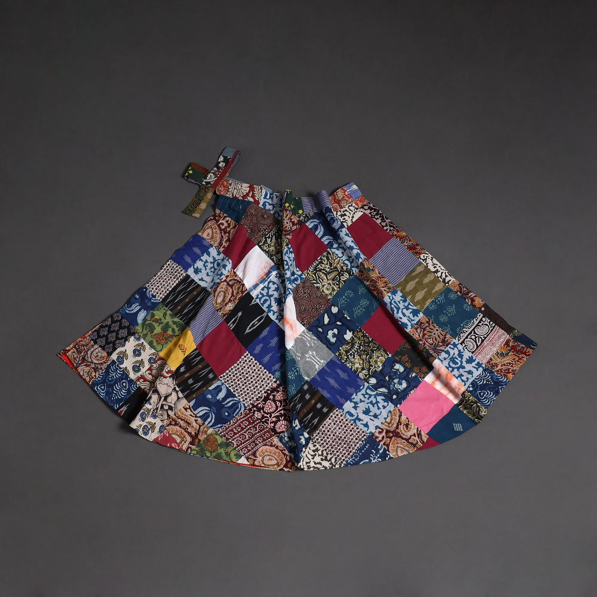 Multicolor - Tukdi Patchwork Cotton Wrap Around Skirt 03 sold by Itokri product image thumbnail 2