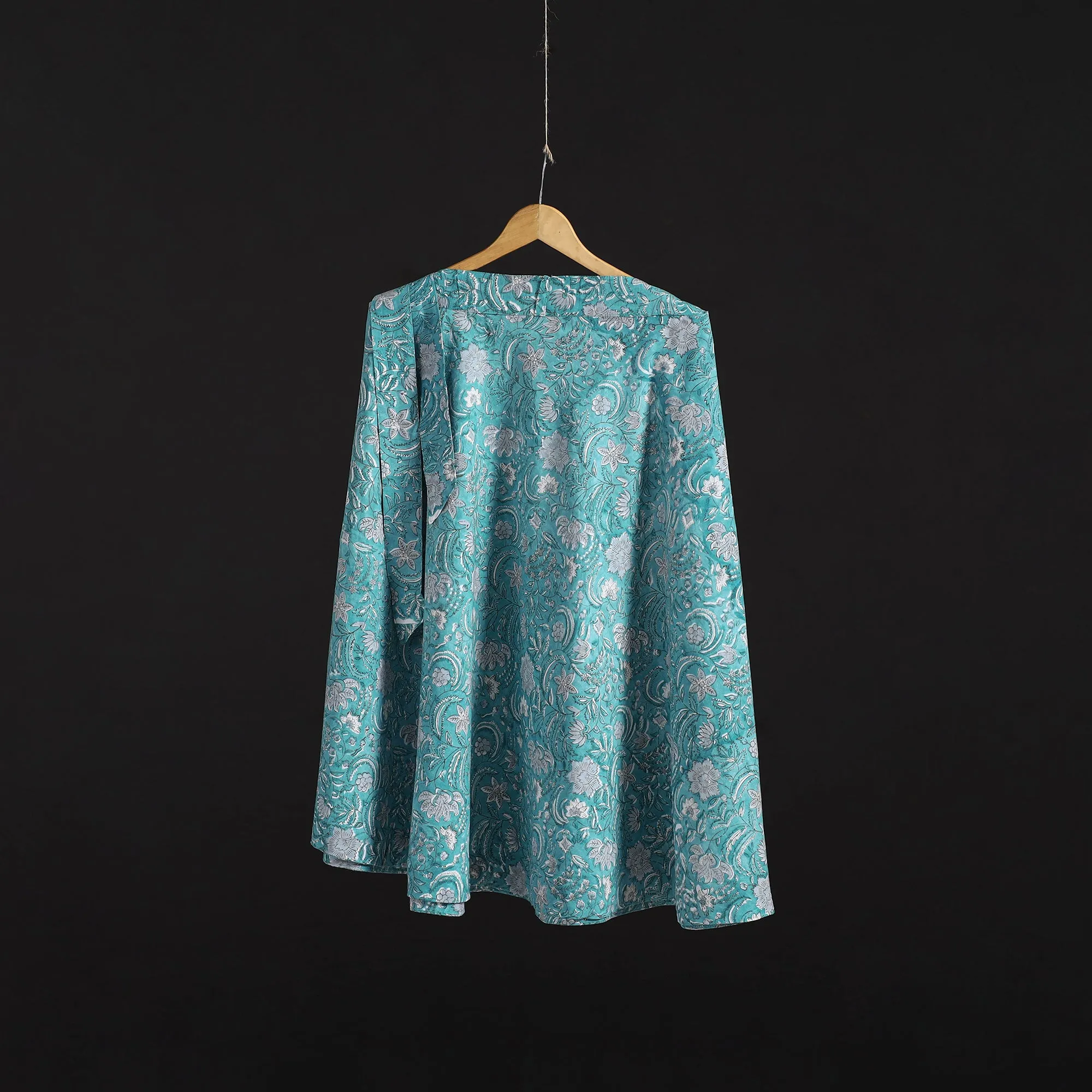 Blue - Sanganeri Hand Block Print Cotton Wrap Around Skirt 40 sold by Itokri