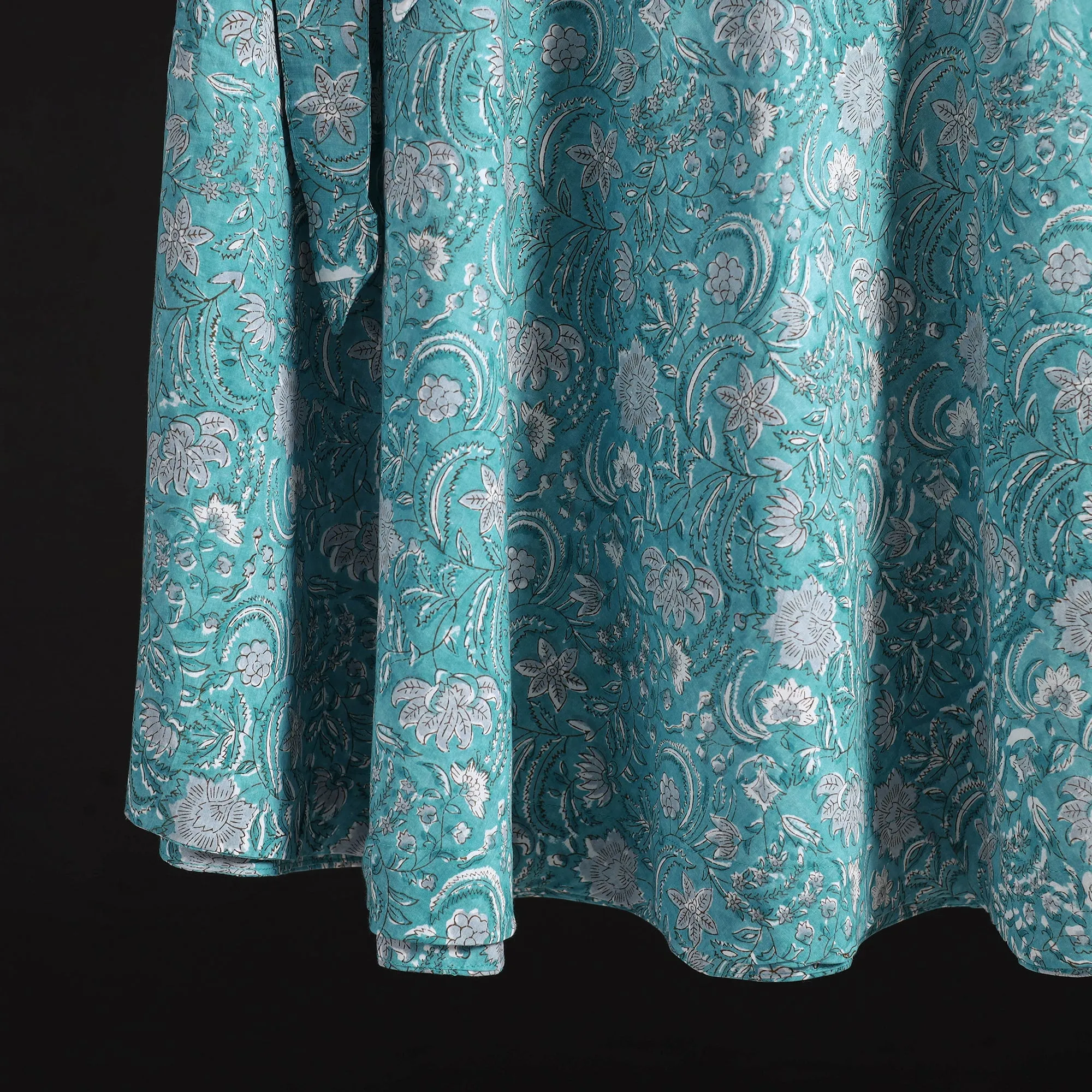 Blue - Sanganeri Hand Block Print Cotton Wrap Around Skirt 40 sold by Itokri product image thumbnail 4